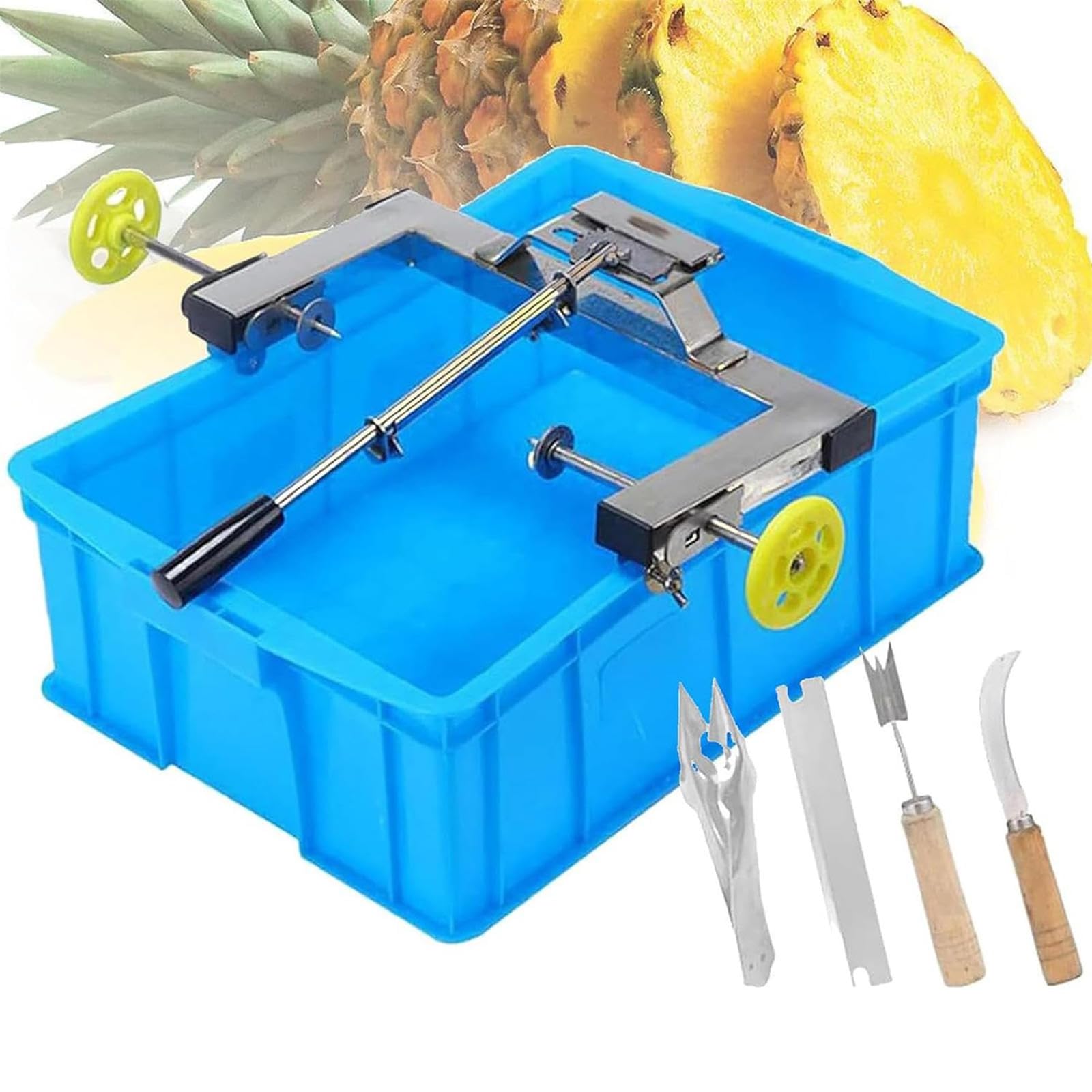 Ananas-Schäl- und Schneidemaschine, kommerzielle Ausrüstung aus Edelstahl für eine effiziente Obstverarbeitung in verschiedenen Einstellungen