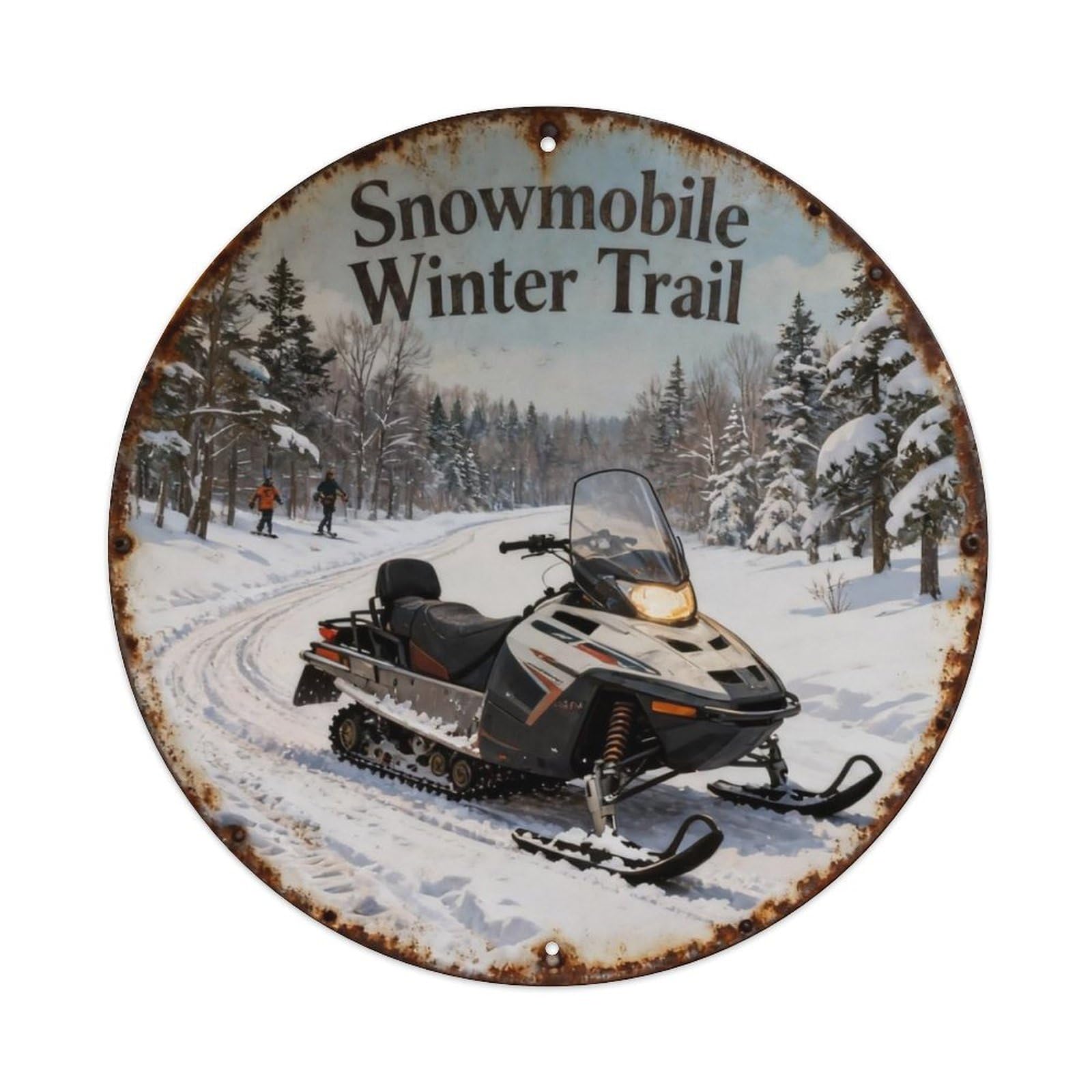 Snowmobile Winter Trail Metal Tin Sign Plaque