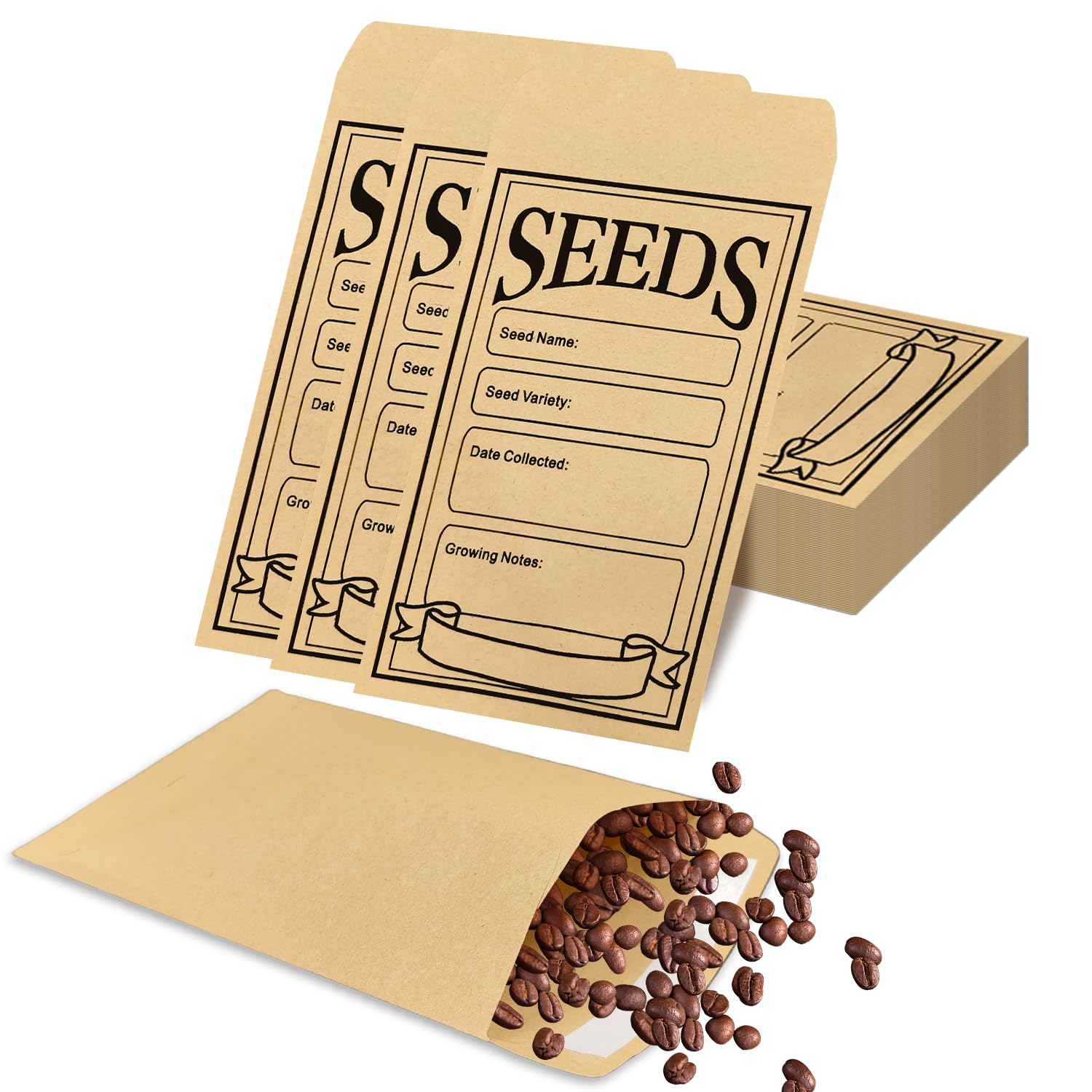 50Pcs Small Brown Envelopes - Self-Adhesive Seed Envelopes Kraft Paper Packets for Wages, Seeds, Coins, Beads or Stamps(7.8x12cm/3.07x4.72inch)