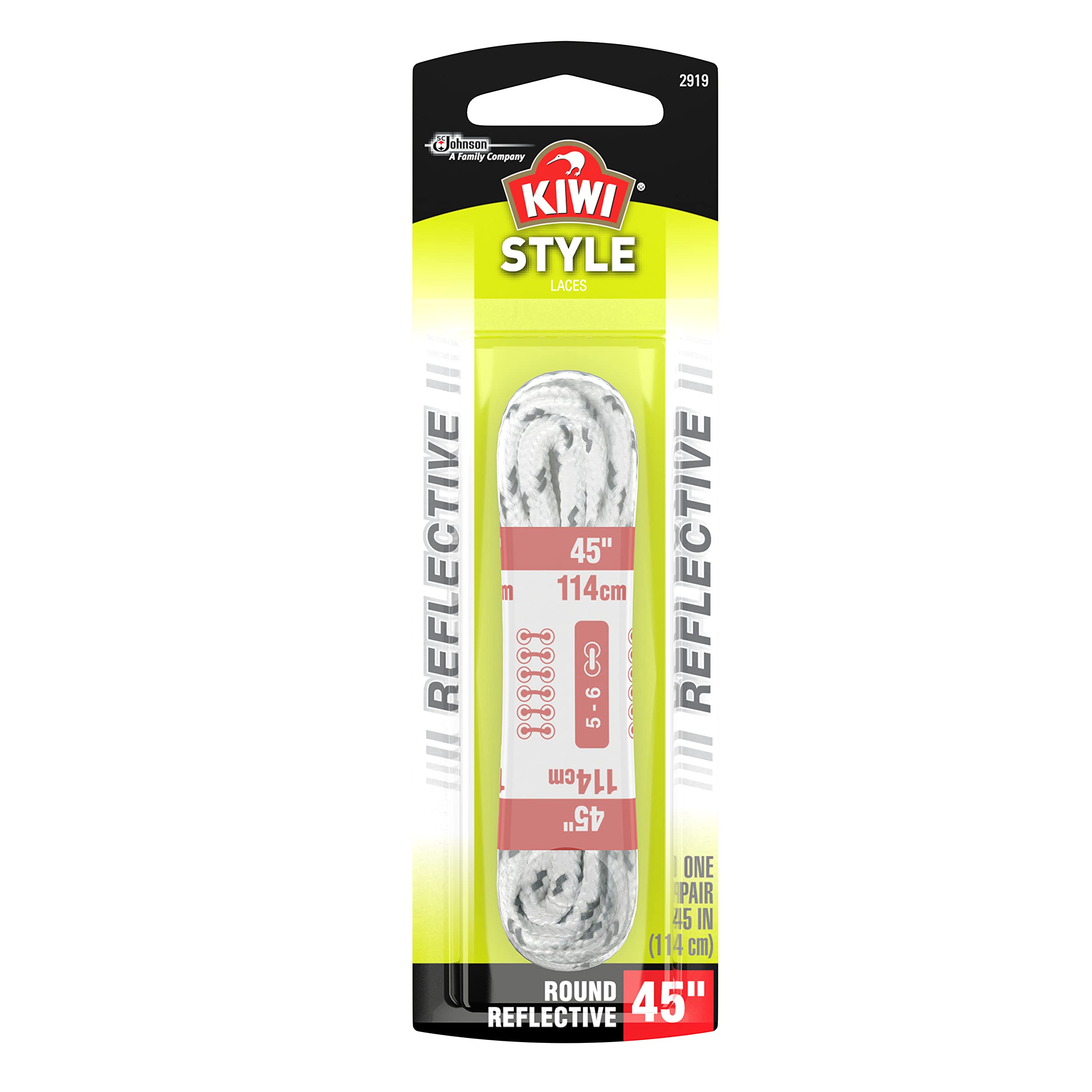 KIWI Round White Reflective 45", 1 PR