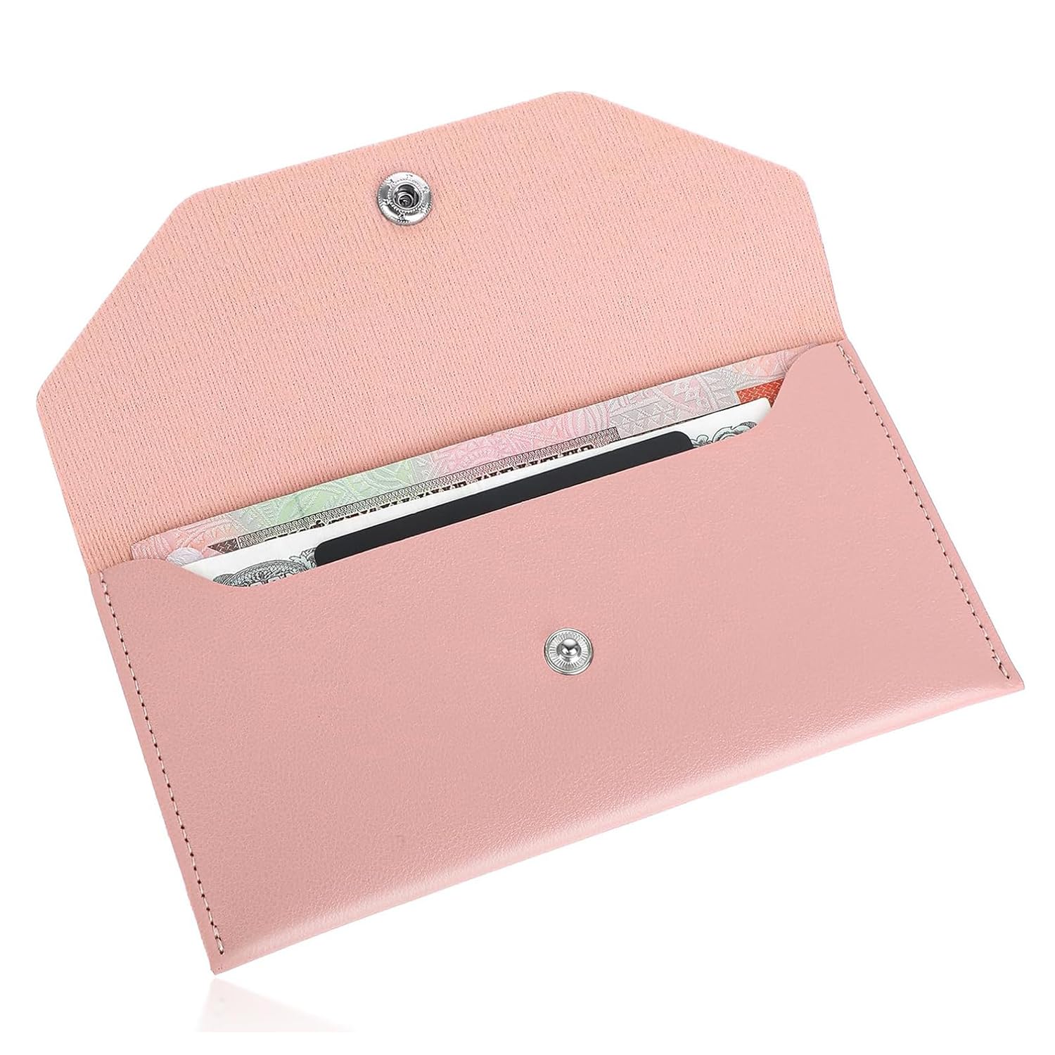 Borsa per Buste per Contanti in Pelle PU, Portafoglio Riutilizzabile, Divisore per Buste, Rosa