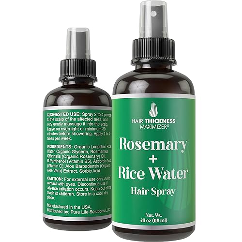 Longsheng - Spray de agua de arroz y romero para el crecimiento del cabello para mujeres y hombres, tratamiento vegano para cuero cabelludo de 4