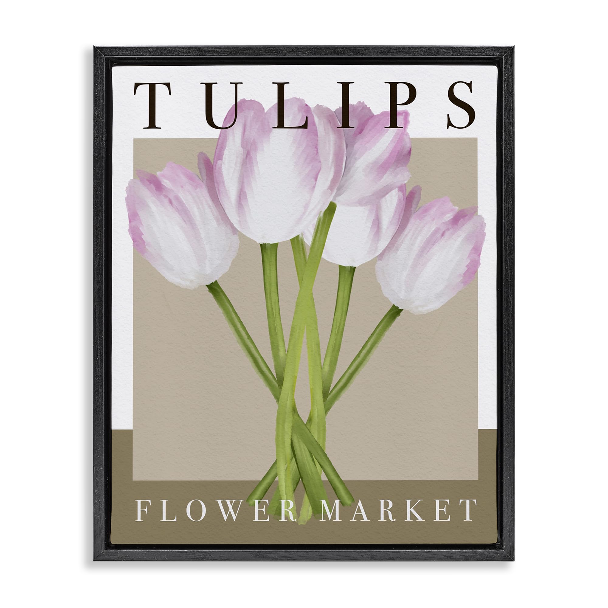 Stupell Industries Jet Black (Matte) Tulips Flower Market Floral, 16 X 20 Inch Canvas In Floater Frame