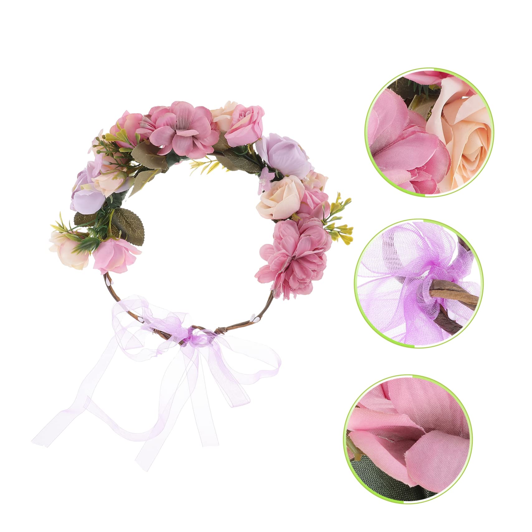 Beavorty 5stücke Brautblumenkranz Haarschmuck Mit Großen Rosen Verstellbares Stirnband Für Hochzeiten Themenpartys Und Fotografie Elegant Und Für Damen