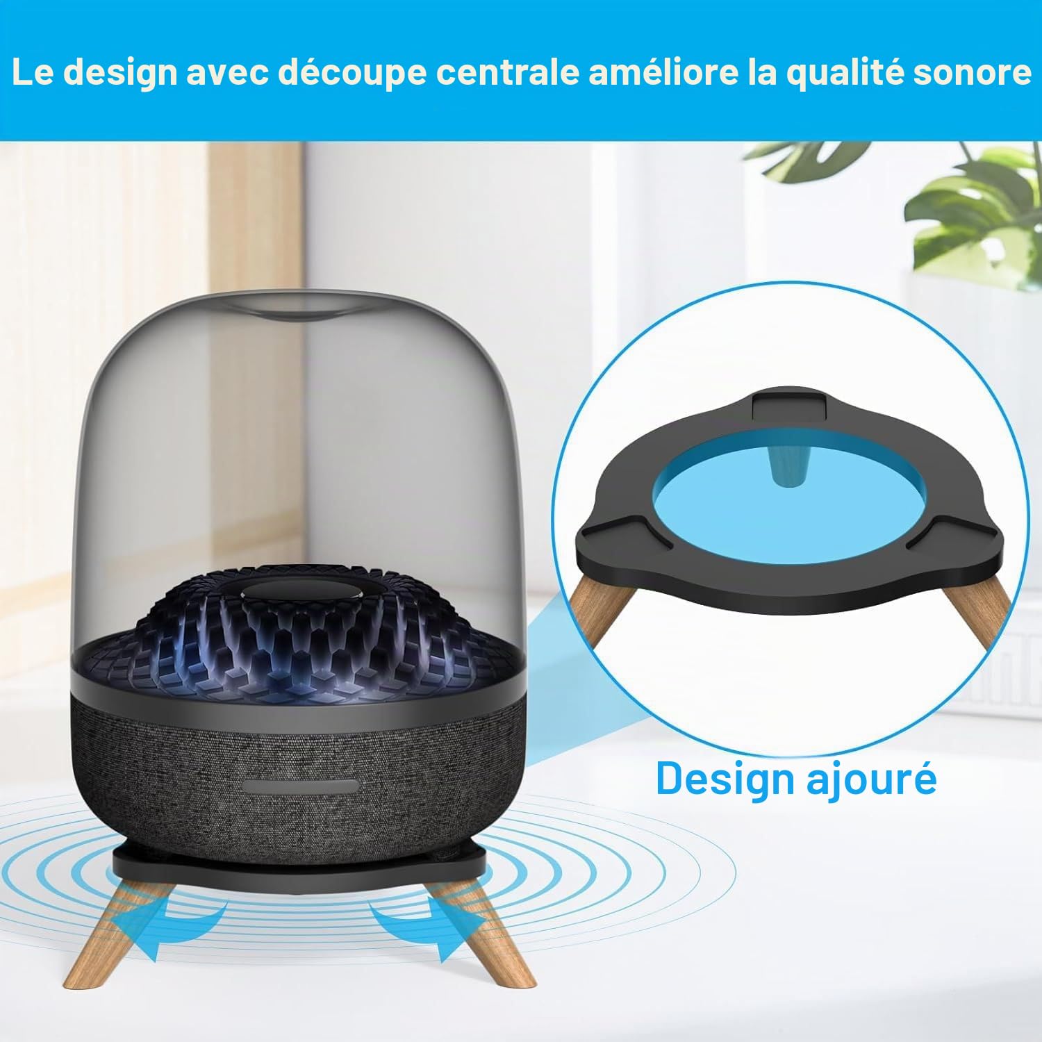 Acrylic Table Speaker Holder Suitable for Harman Kardon Aura Studio 3, Aura Studio 4, SoundSticks 4 Bluetooth Speakers (Black, JJ-9300-B-0) 1-PCS