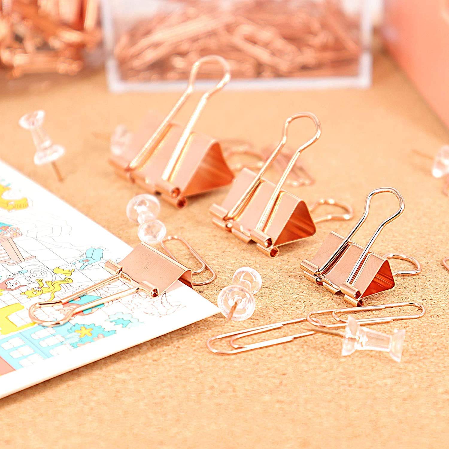 Orrda Binder Clip | Metal Rose Gold Paper Holder Clip | Office File Clip Holder | Spine Binder Clip for Office Desk School Desk Supplies Organizer (19 mm, Pack of 40 Pcs) 3