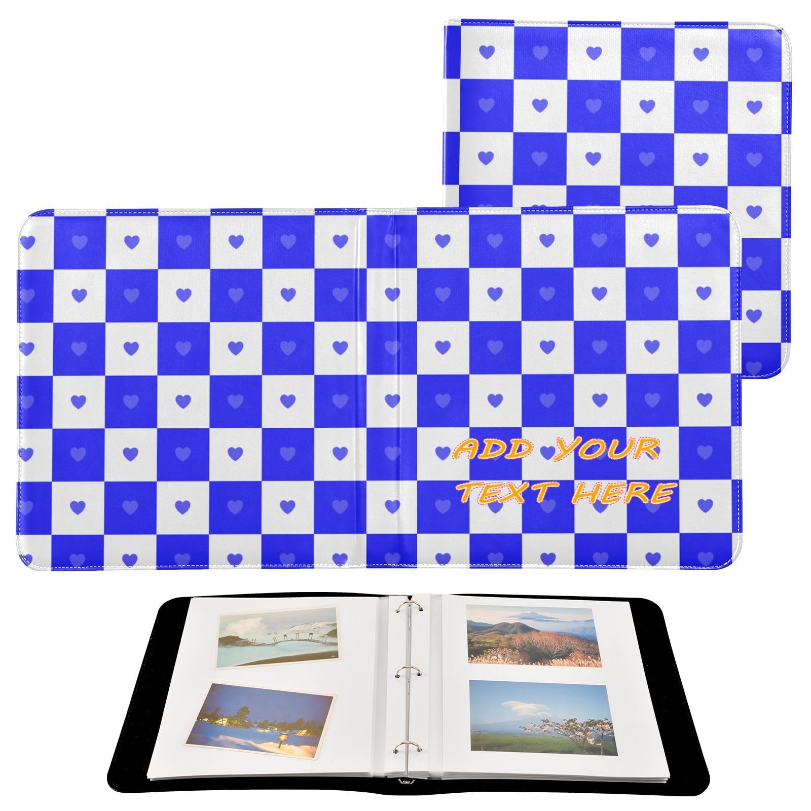 Buffalo Plaid Check White Blue Heart spersonalizowane albumy fotograficzne książka samoprzylepne strony spersonalizowane albumy fotograficzne albumy rodzinne do zdjęć 2 szt. 4 x 15 cm zdjęcia