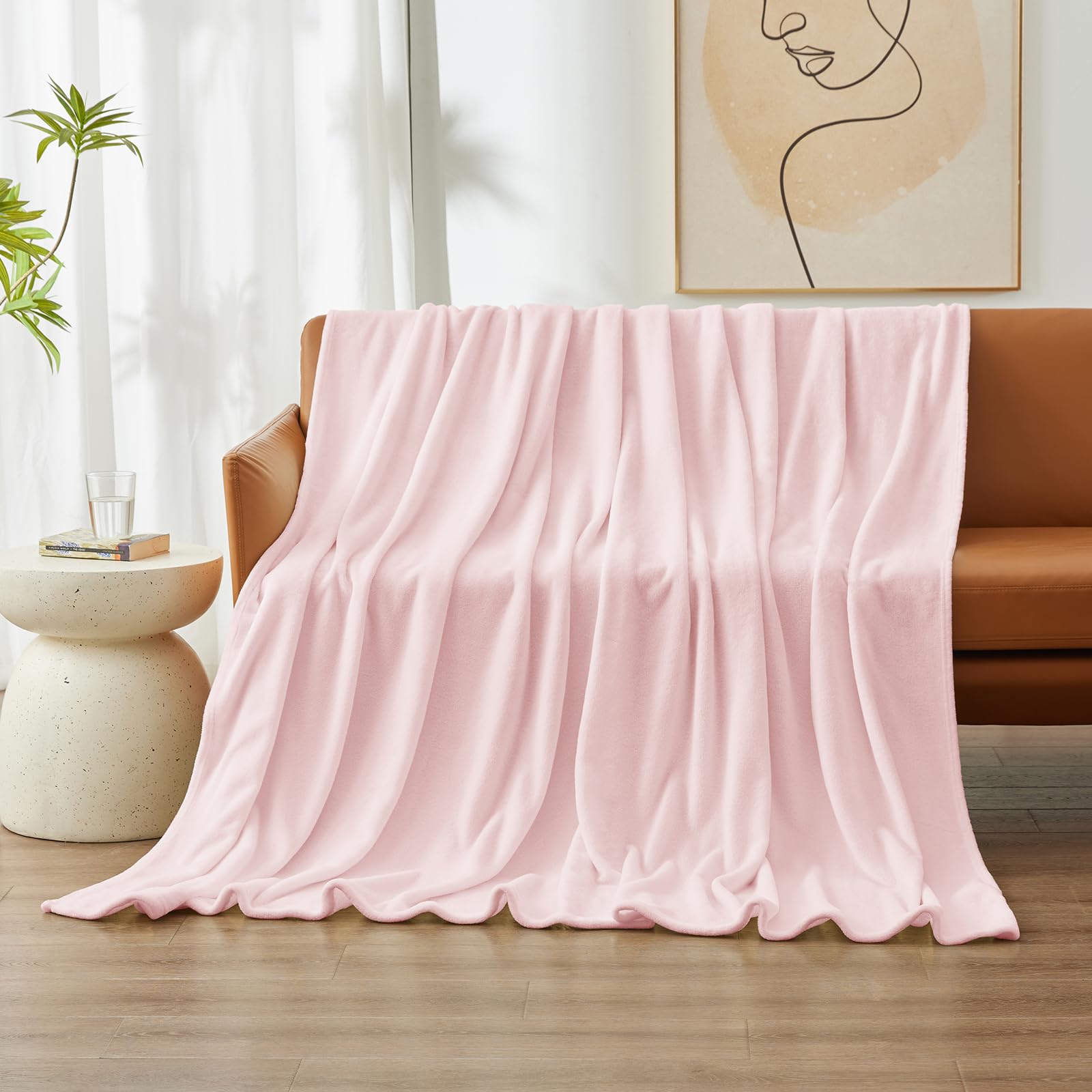 WAVVE Plaid Coperta Pile di Flanella 260gsm - 220x240 cm, Rosa - Pled Divano Pelosa Letto Matrimoniale King 240x220 - Copridivano di Microfibra Calda e Morbida