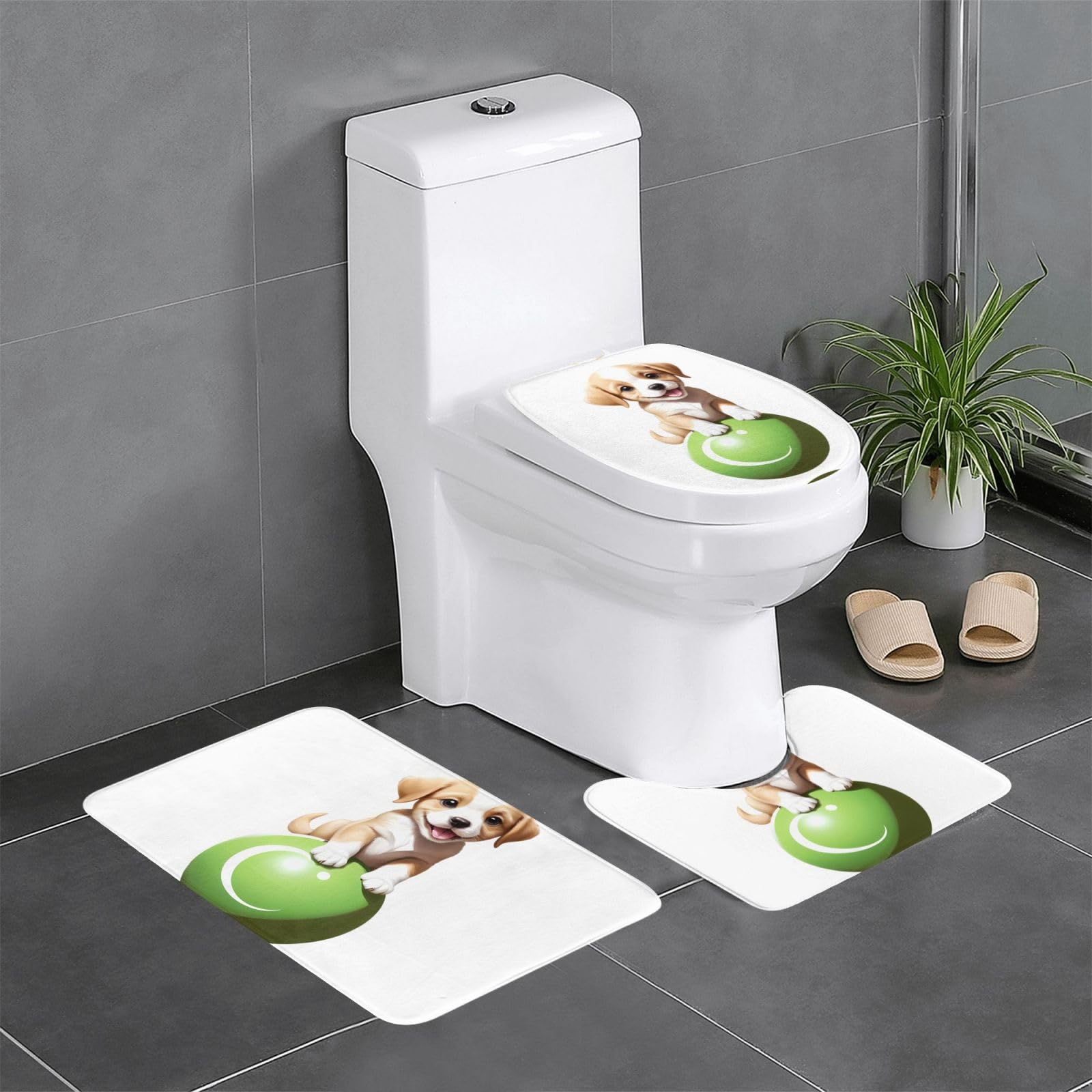 Tapis de sol antidérapant sécurisé pour salle de bain et toilettes motif chiot 61x40 cm