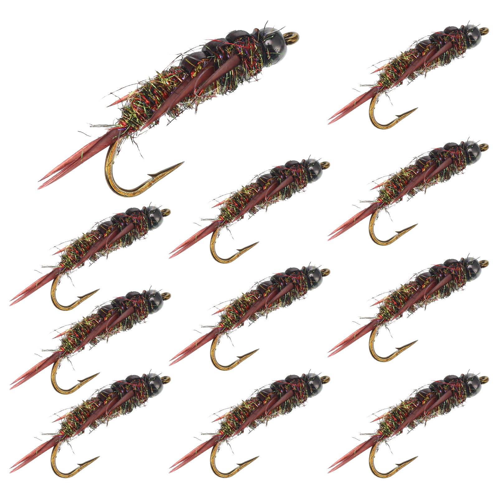 10 Pcs Fly Fishing Flies Kit, Stonefly Nymph Baits for Trout Fishing Flies, Fly Nymphs Assortment Kit, Artificial Insect Bait Lure
