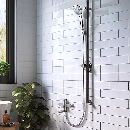 Miniatura 7 de H&S Manguera de ducha de acero inoxidable con 2 arandelas - 69 pulgadas - Manguera de repuesto universal con acabado cromado - Anti torceduras y