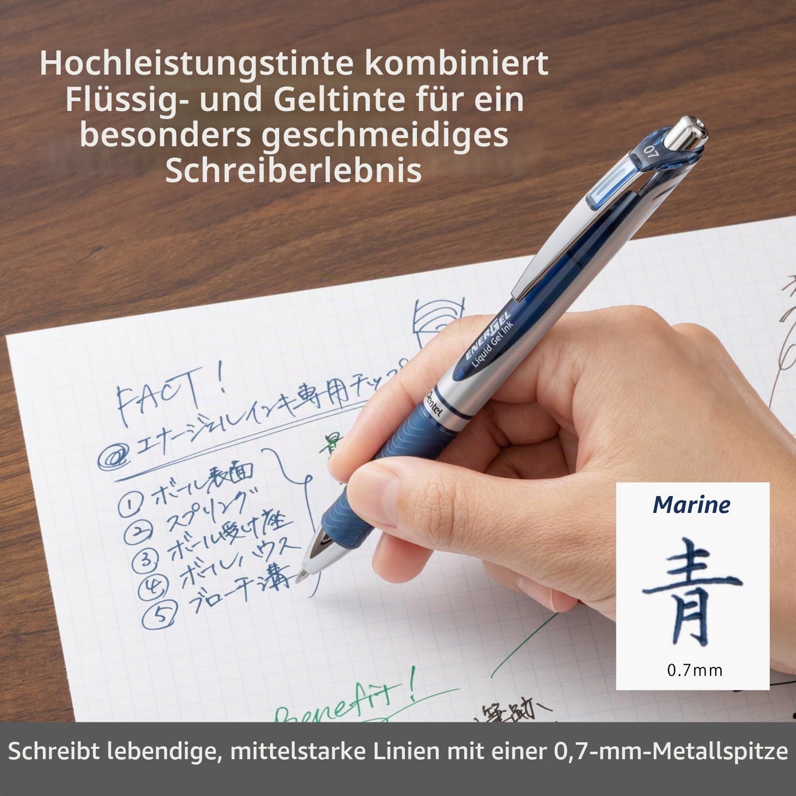 Pentel Gelschreiber EnerGel, BL77, 07, Strichbreite 0,35mm, türkis – Böttcher AG Pentel Gelschreiber EnerGel, BL77, 07, Strichbreite 0,35mm, türkis – Böttcher AG