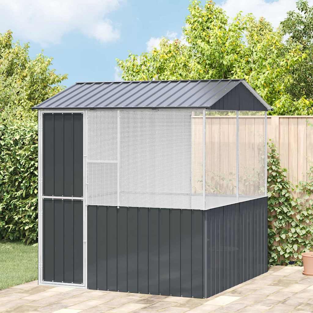 vidaXL Jaula para Aves Antracita 215 x 209 x 230 cm Acero Galvanizado, Aviario Rectangular Grande, Moderno y Resistente, Ideal para pájaros en jardín o terraza, Color Antracita