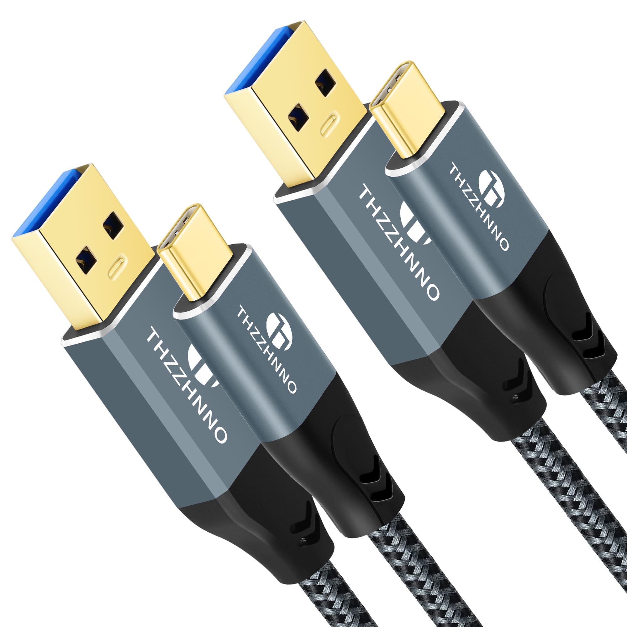 Thzzhnno Cavo da USB A a USB C 2M 2 Pezzi, USB 3.1, USB 3.2 Gen2 10 Gbps Trasferimento Dati Cavo per Samsung Galaxy/iPhone 15/MacBook Pro/iPad Pro