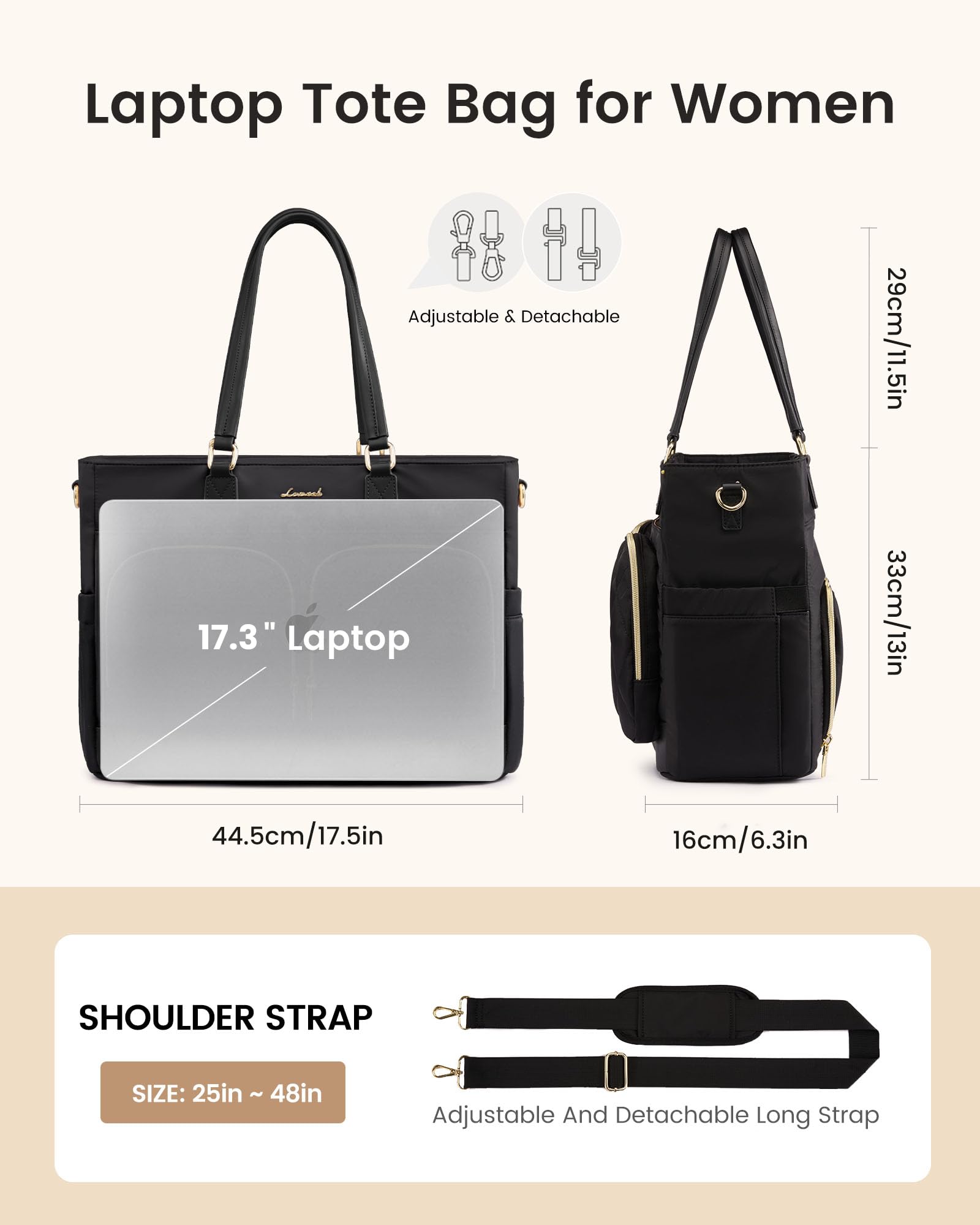 LOVEVOOK 2 in 1 Handtasche Damen mit Kühlfach 15,6" Laptoptasche Shopper