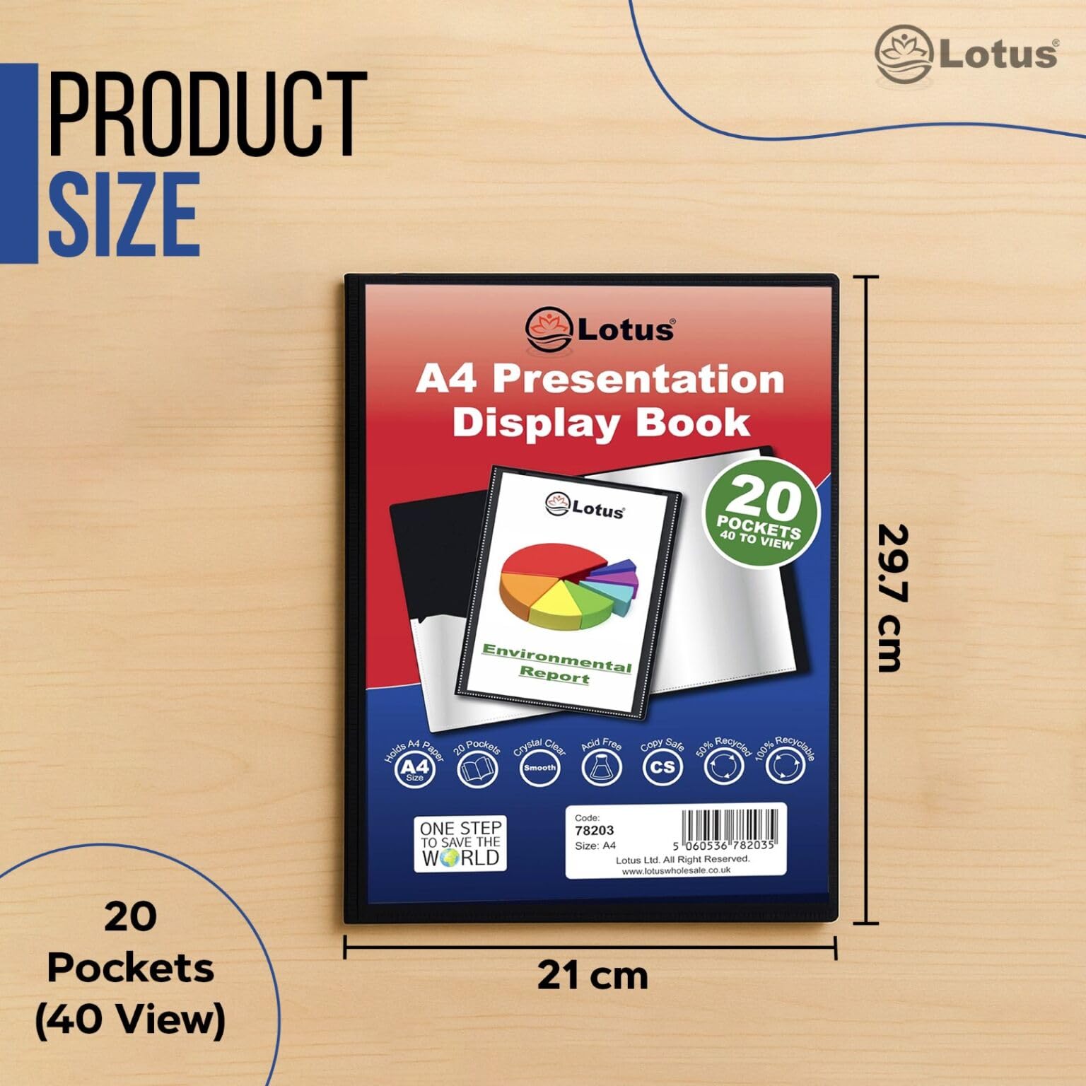 Lotus A4 Black Presentation Display Book - 20 Pockets for Professionals, Business, Students - Pack of 4, Ideal for Projects, School, College, Home Organization, Office Use, and Document Storage - Image 4