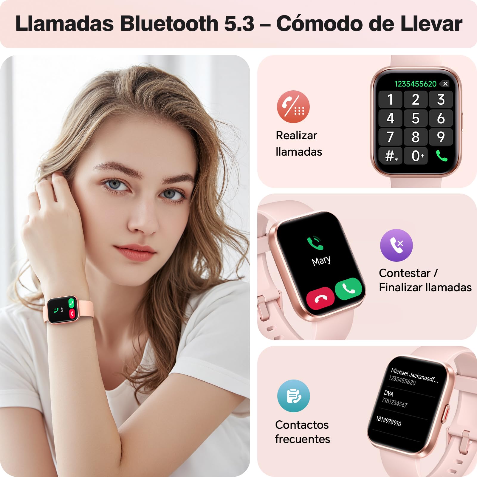 Montre Connectée Femme Smartwatch 1.8" Appel Bluetooth Alexa IP68 Podomètre Calories