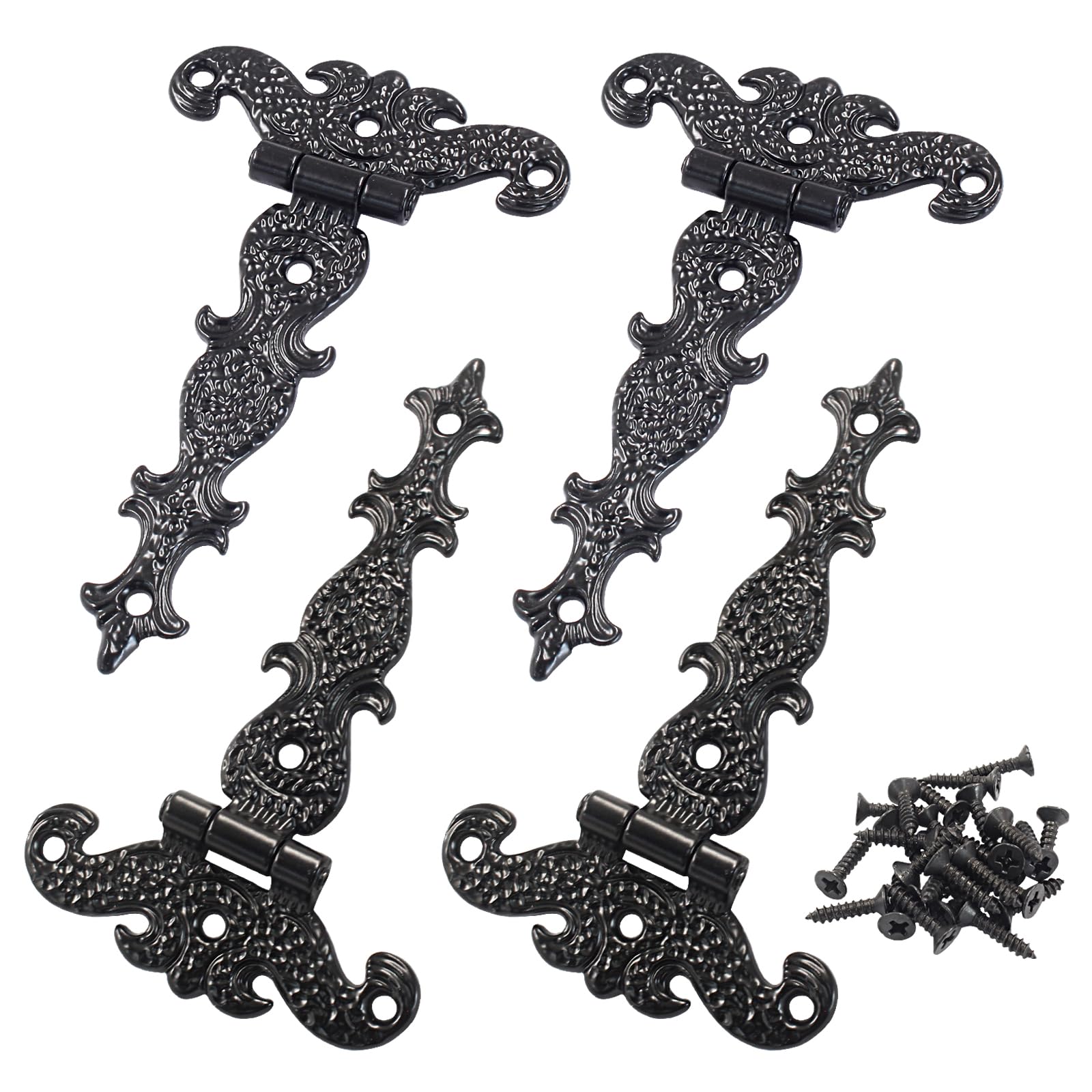 Murtenze 4 PCS Antique T-Strap Hinge, Black Decorative Barn Tee