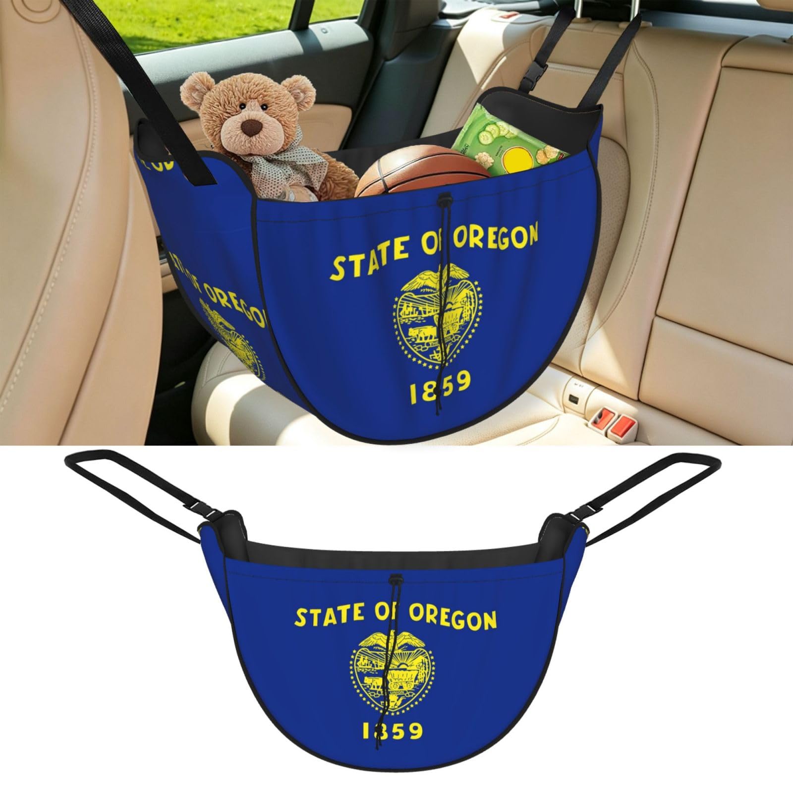 Cntdbu Black Oregon State Flag Car Seat Organizer-Backseat Storage Bag For Travel