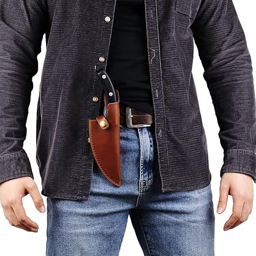 Miniatura 3 de KOPALA Cuchillo de cocina multiusos para cocinar, barbacoa, camping, parrilla, cuchillo de chef de acero al carbono con funda de cuero