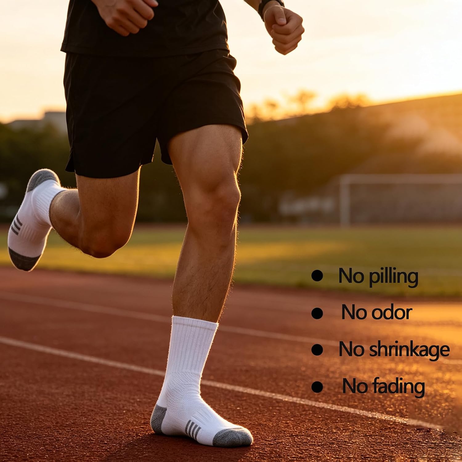 6 Pack Men's Cushioned Crew Socks - Cotton Cozy Athletic Running Socks,Moisture Wicking,Breathable Mesh Arch Support