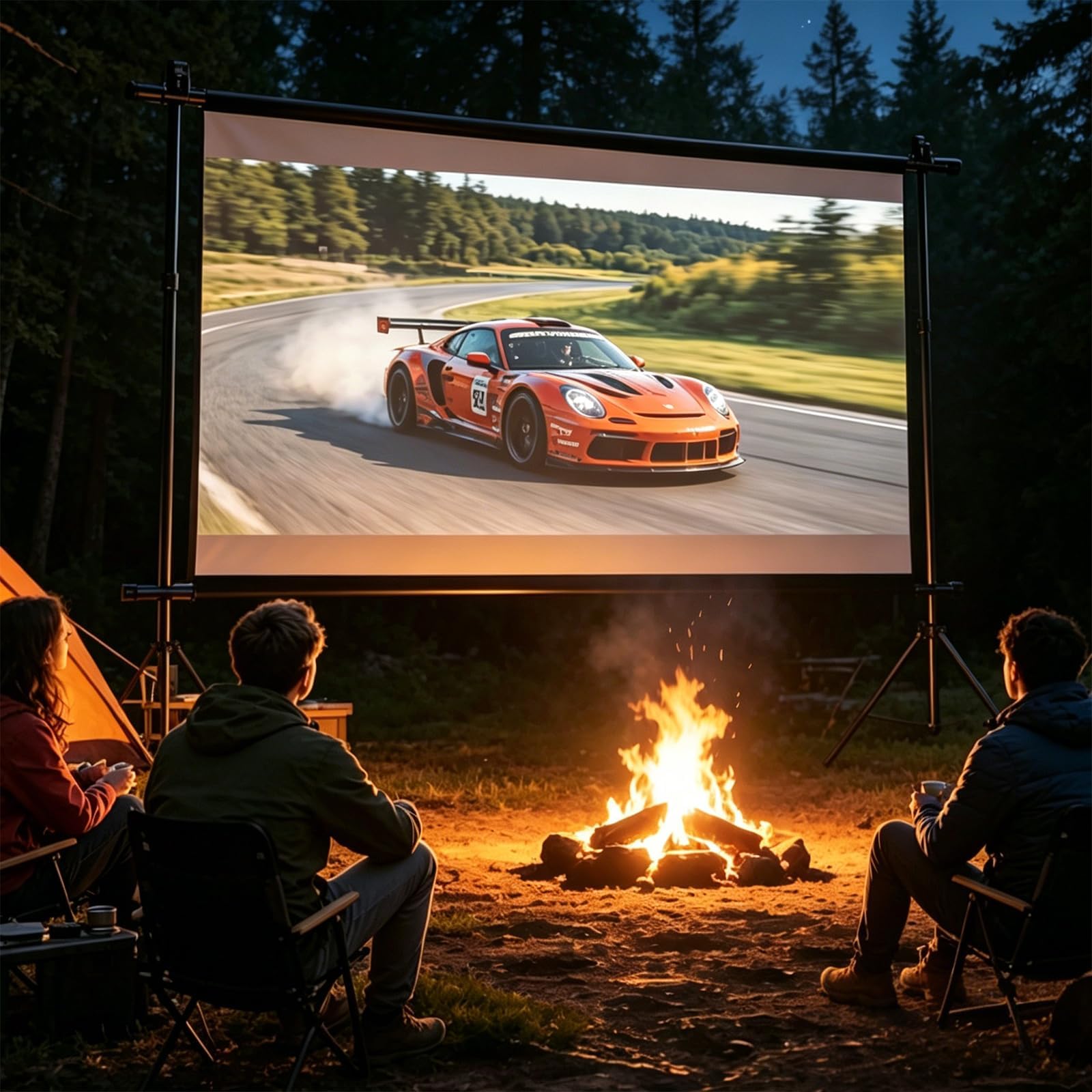 Pantalla de proyección portátil con soporte, 120 pulgadas, 16:9, 4K, HD, plegable, lavable, pantalla de proyección, 2 en 1, montaje en pared y pantalla de película de pie para exteriores, para