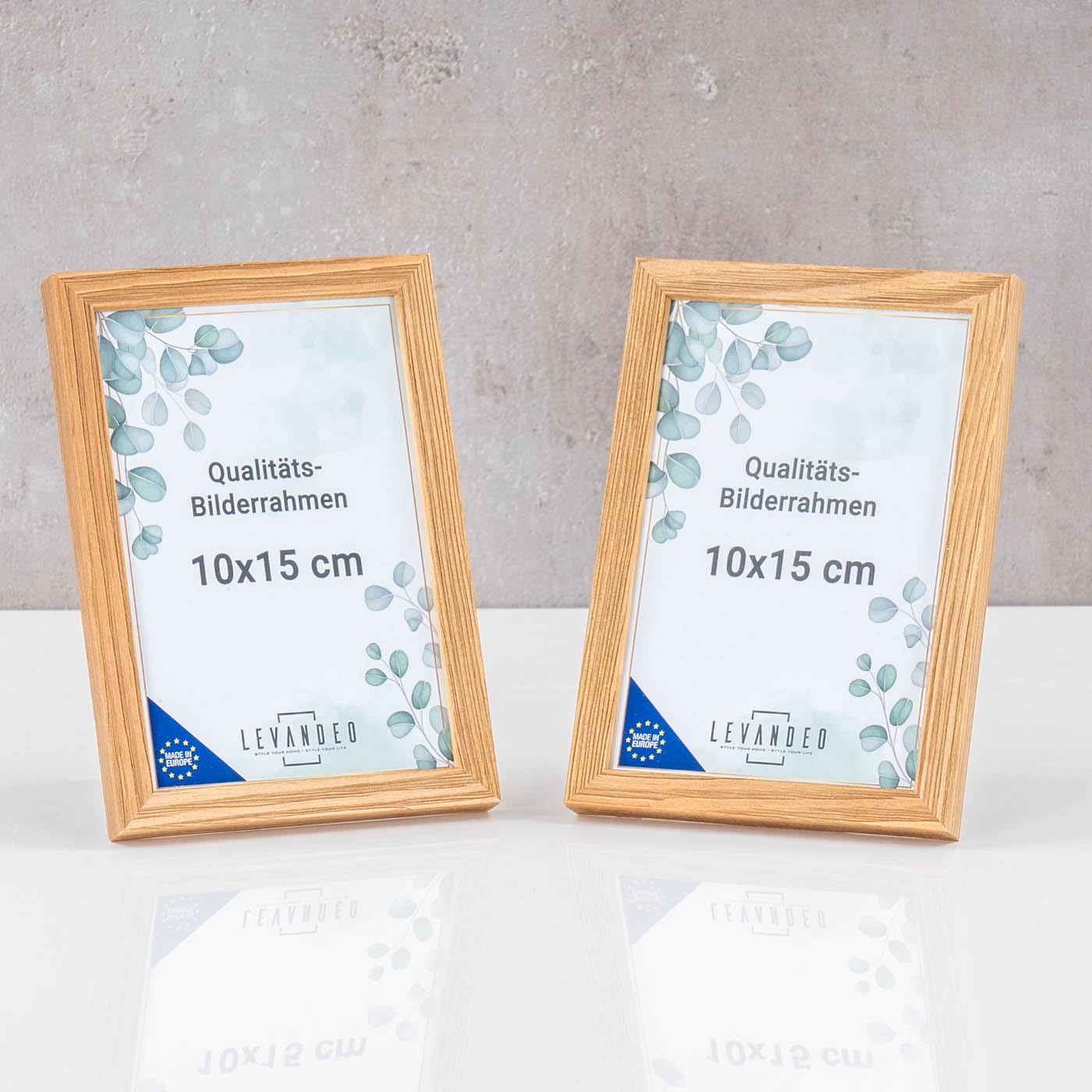 levandeo 10 Stück Bilderrahmen Echtholz Made in EU 10x15 Natur mit Glasscheibe Portrait Fotorahmen Set Holz Kiefernholz Picture Frame