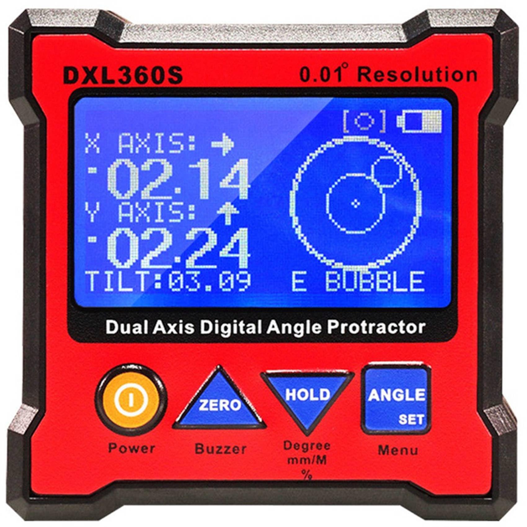 2X DXL360S Goniometro Digitale A Doppio Asse con Base Magnetica A 5 Lati Indicatore di Livello Digitale A Doppio Asse
