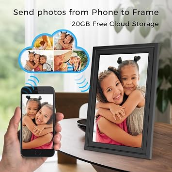 Sungale 10 Cloud Frame, New Exquisite Elegant Design, IPS HD Touch Screen, 20GB Free Cloud Storage, Remote Management via Computer or App, Effortless Setup, Auto-Rotate, Instant Photo Sharing