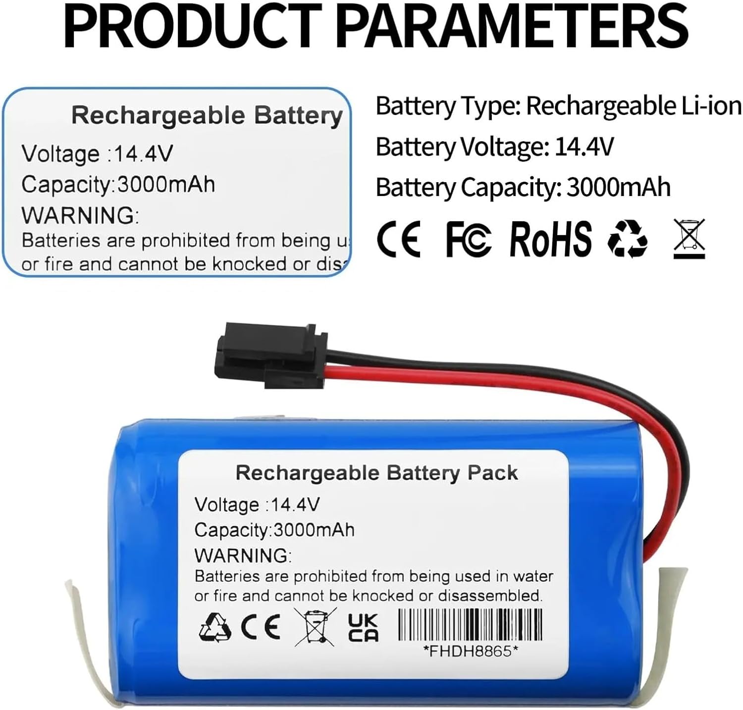 Battery Replacement，Compatible for Kyvol，Cybovac L20，Compatible for Laresar，Grande 2 Sweeping Robot Vacuum Cleaner Replace