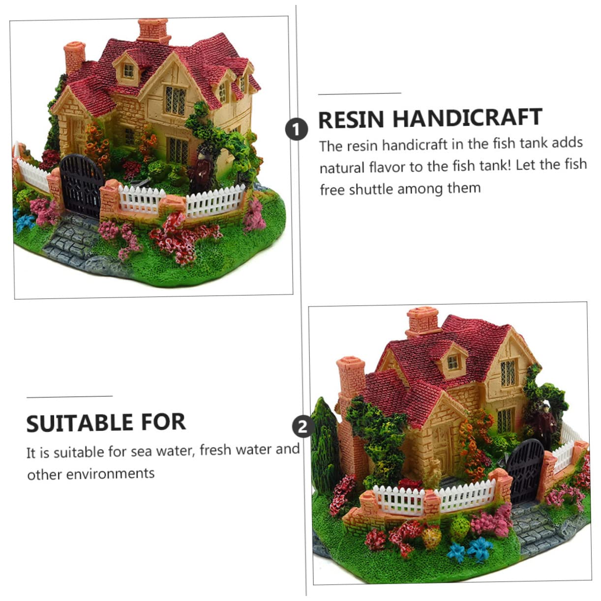 TOYANDONA 2 Piezas Decoración De Pecera Decoraciones para Acuarios Betta Diseño del Acuario Decoración De Peces Paisaje del Acuario Pequeña Casa con Pecera Acuario De Peces Resina Vistoso