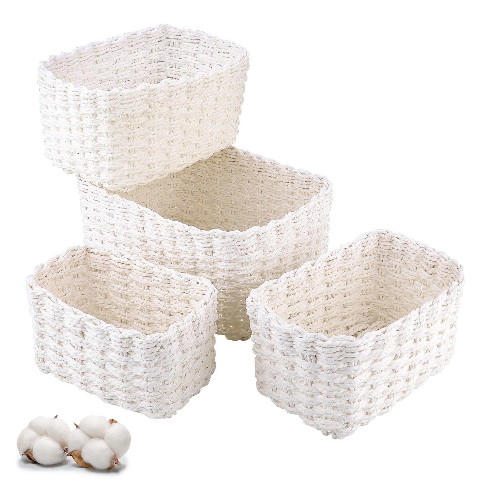 Cestino Portaoggetti, 4 Pack Organizzatore Bagno Impilabile, Può Essere Utilizzato Come Cesto di Gioco e Organizer Fasciatoio per Neonati in Camere da Letto, Soggiorni e Camere dei Bambini