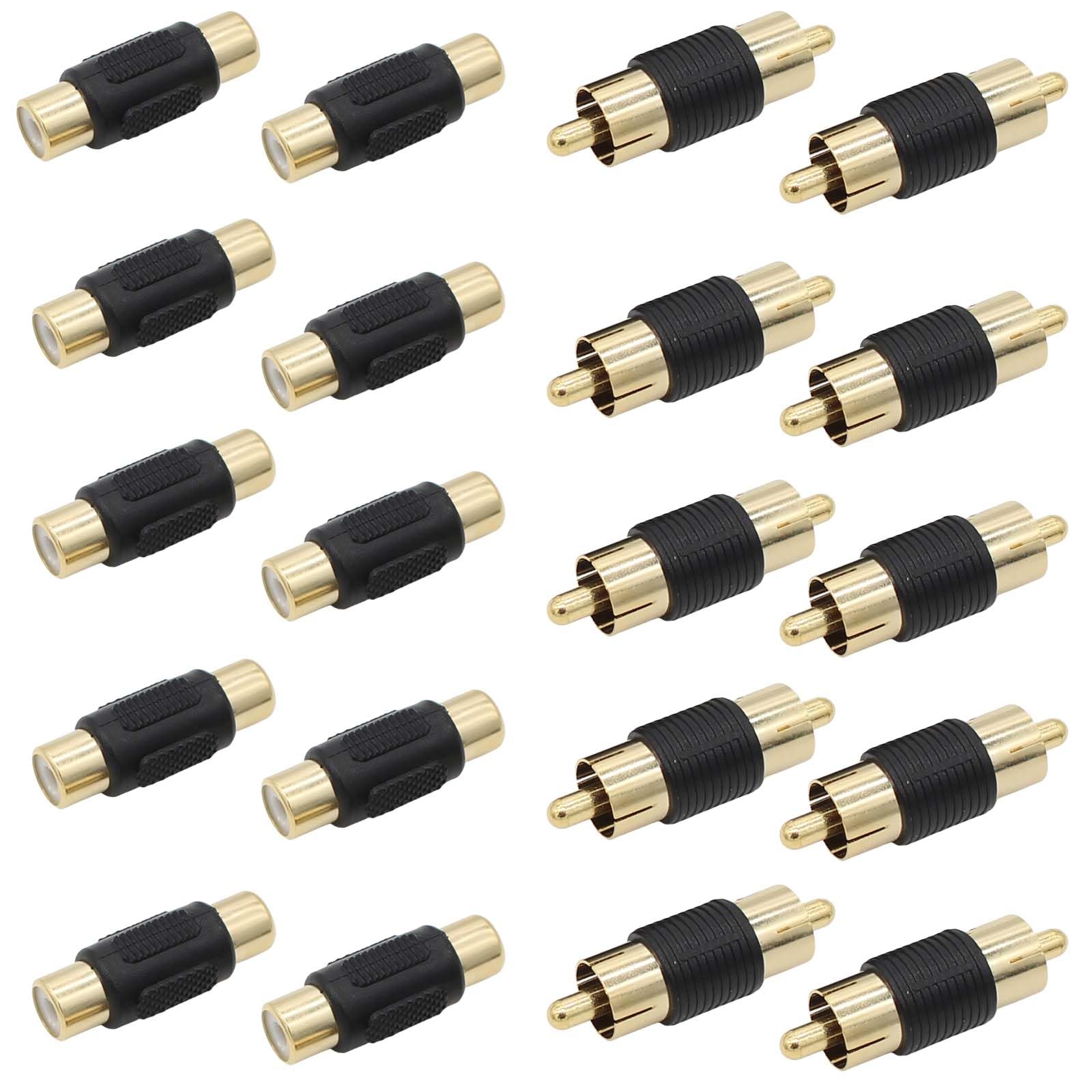 Adaptador RCA hembra a hembra con conector RCA macho a macho para extensión de cable de teléfono 6