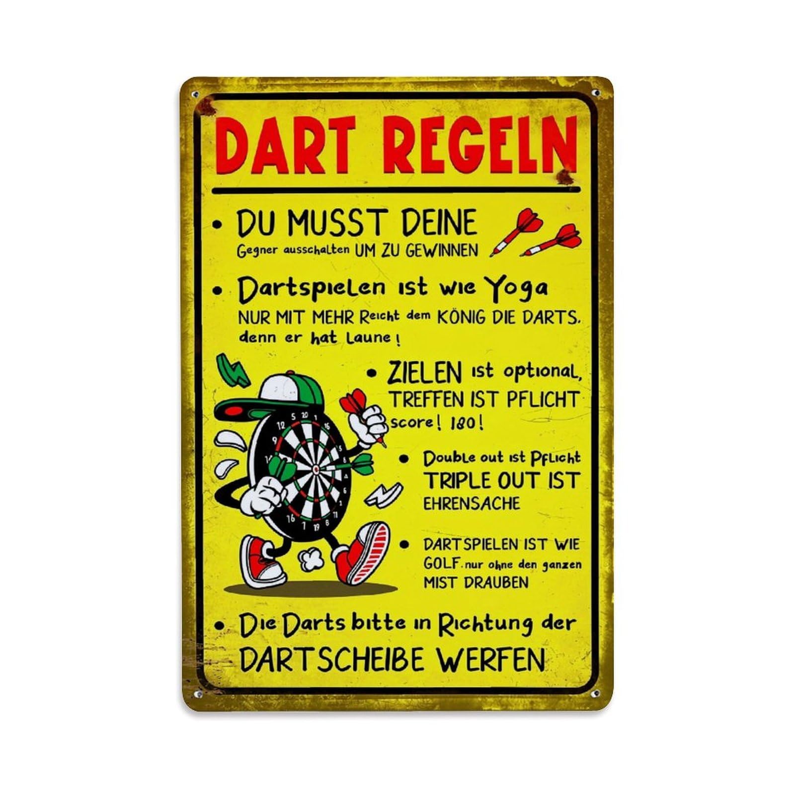 Jdfenggu Vintage Dart Rules Humor Cartoon Sign Retro Metal Tin Sign, Decor Art Poster For Bar, Home, Man Cave, Kitchen, Laundry Room Gift 8X12inch
