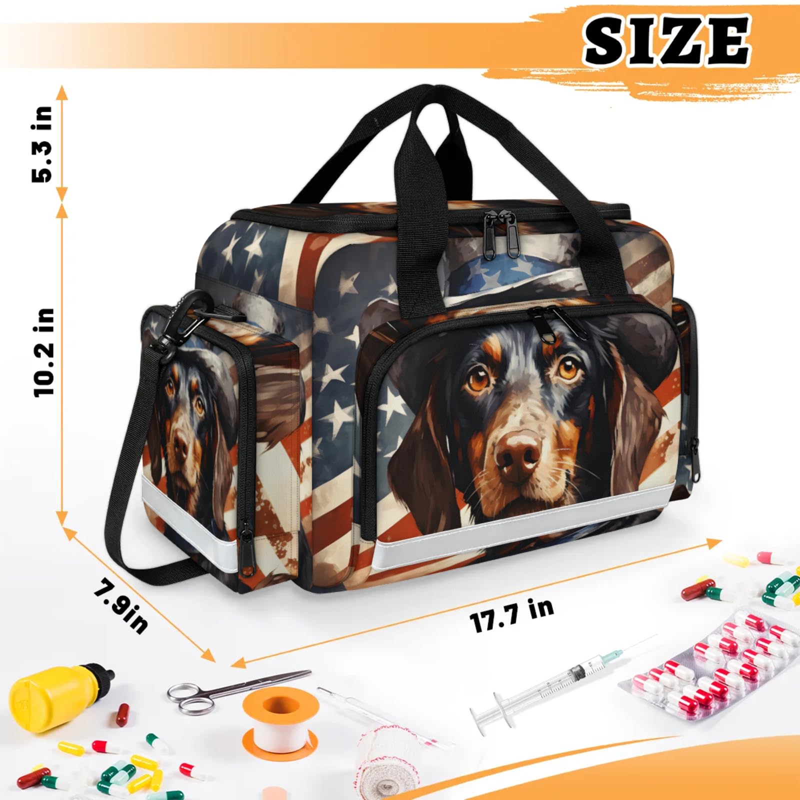 GzLeyigou First Aid Bags Empty, Furry Dog Emergency Bag First Aid Kit Multiple Compartment Kit Carrier On Call Trauma Bag For Paramedics Emergency Medical Supplies Kit