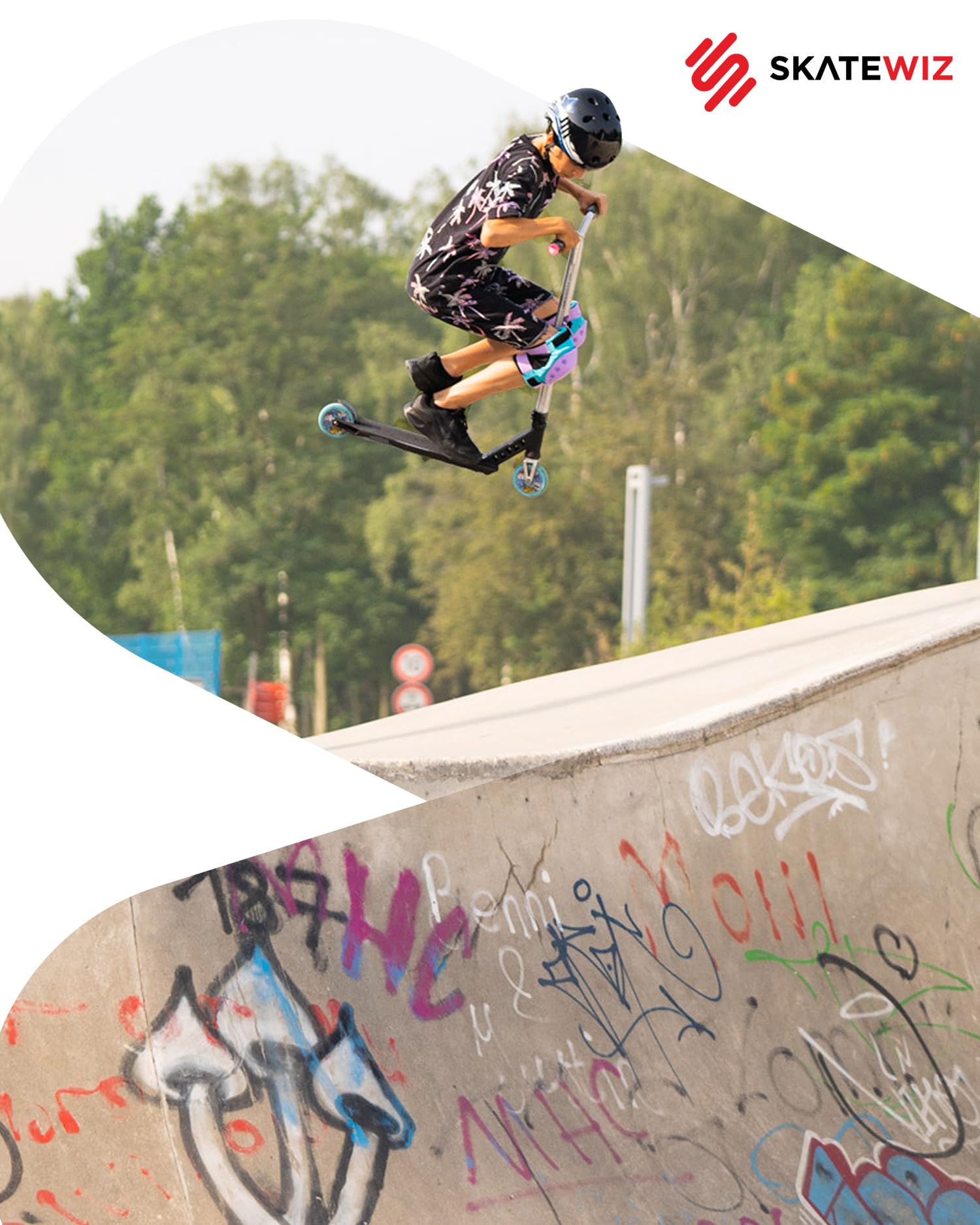 SKATEWIZ Protektoren Kinder - Knieschoner Kinder - Schoner Inliner Knieschützer - Schützer Inliner - Knie und Ellenbogenschützer - SMASH Größe S Blau Violett