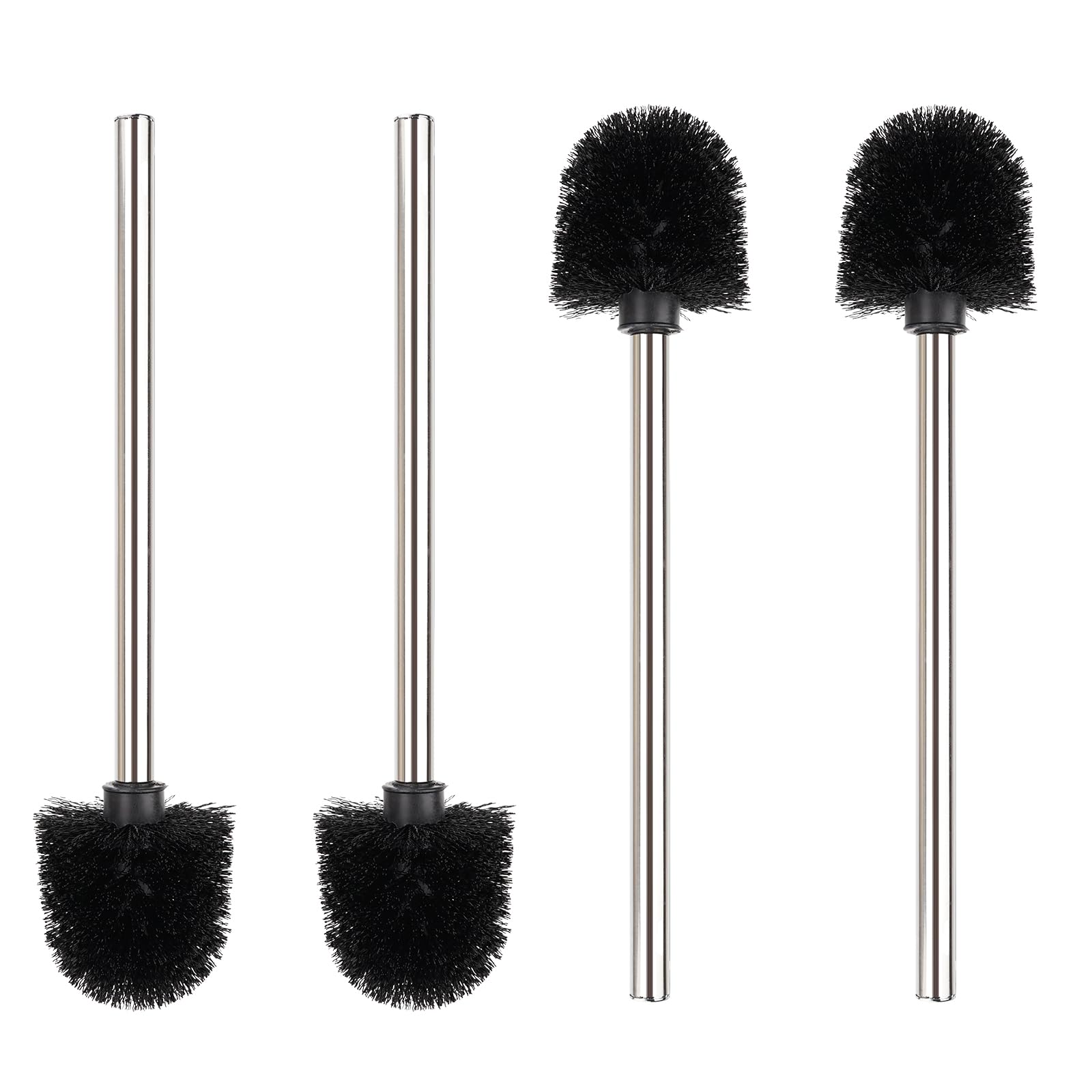 4 Brosses WC Avec Manche Acier Inoxydable - Balai Toilette 37cm | Nettoyage Salle De Bains