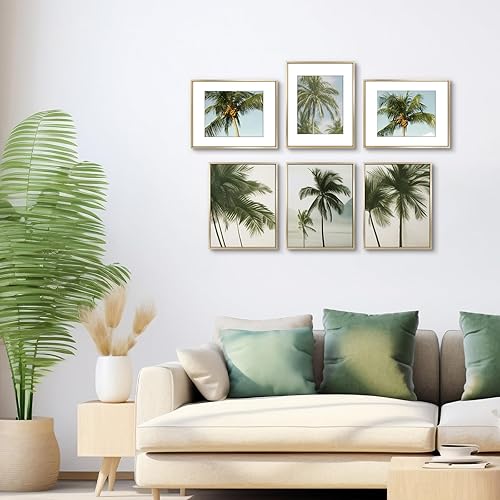 Vista 287 de Golden State Art - Marco de fotos de aluminio satinado clásico de 8 x 10 con alfombrilla de color marfil para fotos de 5 x 7 y cristal real, Dorado