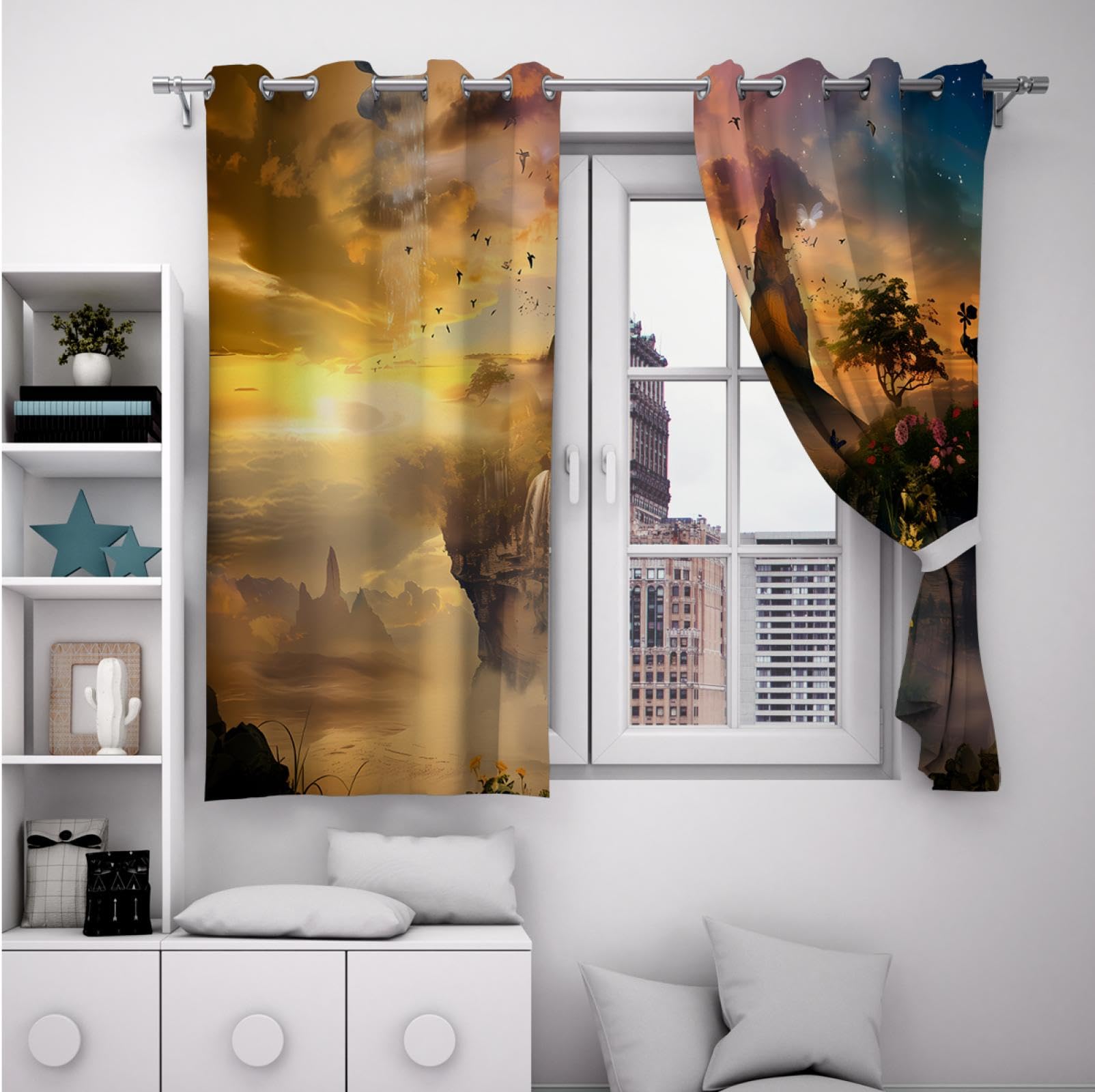 Zasłony zaciemniające z redukcją hałasu do drzwi przesuwnych, 2 panele 168 x 229 cm, idealne do jadalni i mieszkania, elegancka dekoracja okienna