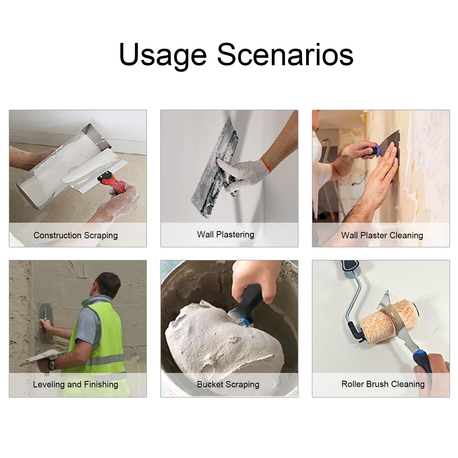 Naroote Ensemble de Couteaux à Cloison Sèche, 8 Pièces de Couteaux à Mastic en Acier Inoxydable avec à Ruban, Grattoir de Peintre et Poêle à Boue de 14", Kit d'outils Manuels pour Cloisons Sèches