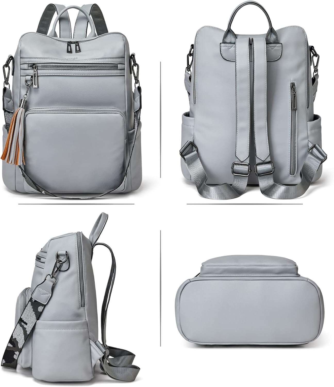 OPAGE Backpack Purse for Women Leather Fashion Designer Tassel Backpack Purse Ladies Shoulder Bag Travel Backpack Bag