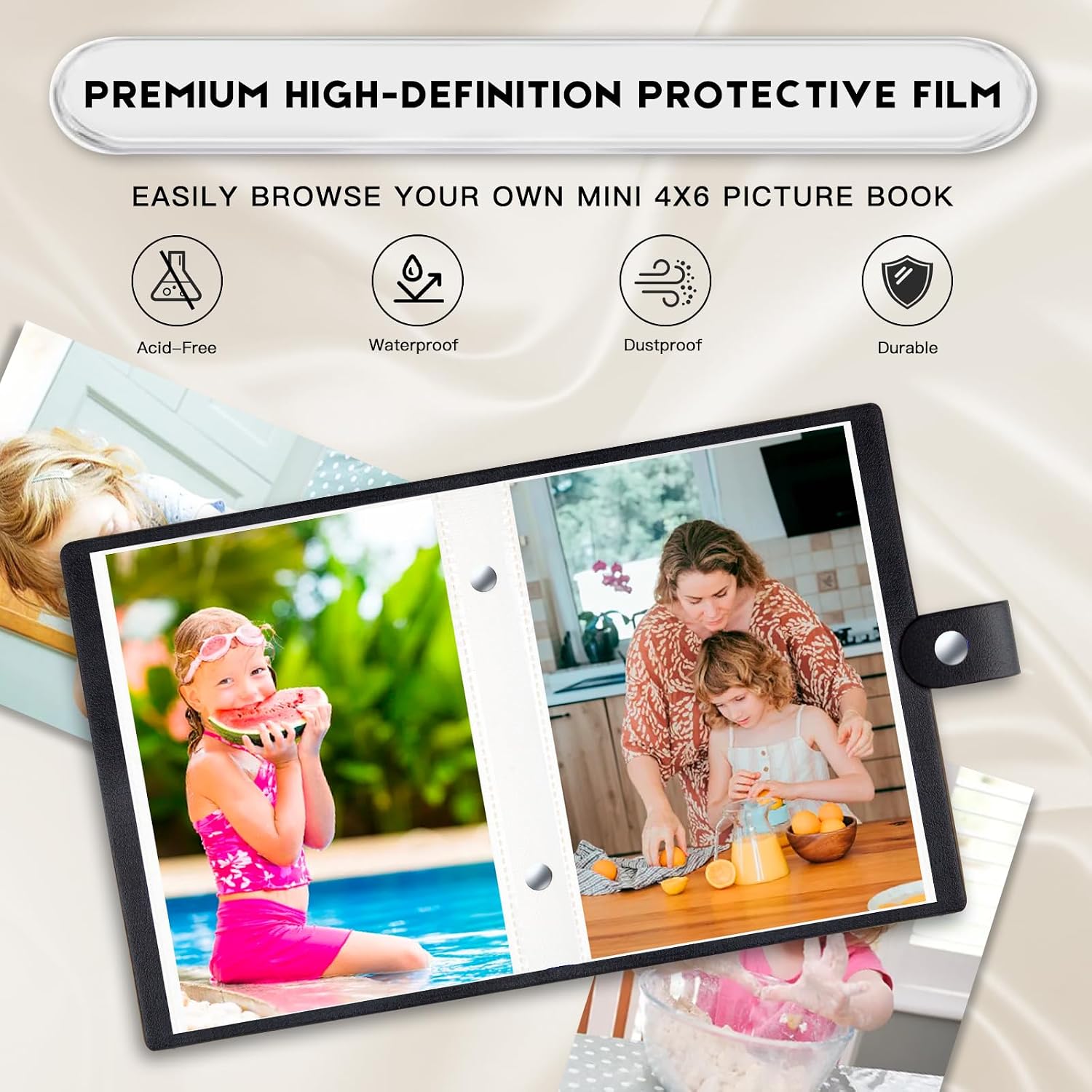 Ruibytree 2 Pack Small Photo Albums 4x6 Pictures, 104 Photos Total, Black