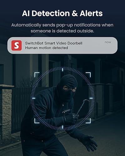 Miniatura 7 de SwitchBot Cámara de timbre de video inalámbrica con monitor, sin suscripción, pantalla de 4.3 pulgadas, funciona con pilas, vista de la cabeza a los