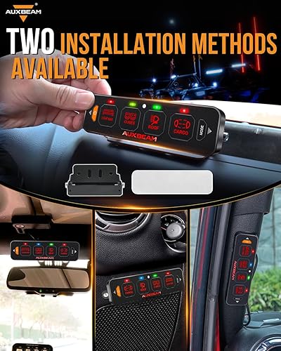 Miniatura 3 de Auxbeam Panel de interruptores delgado de 4 cuadrillas RGB AS-R40, panel de interruptores regulables automáticos con retroiluminación momentánea