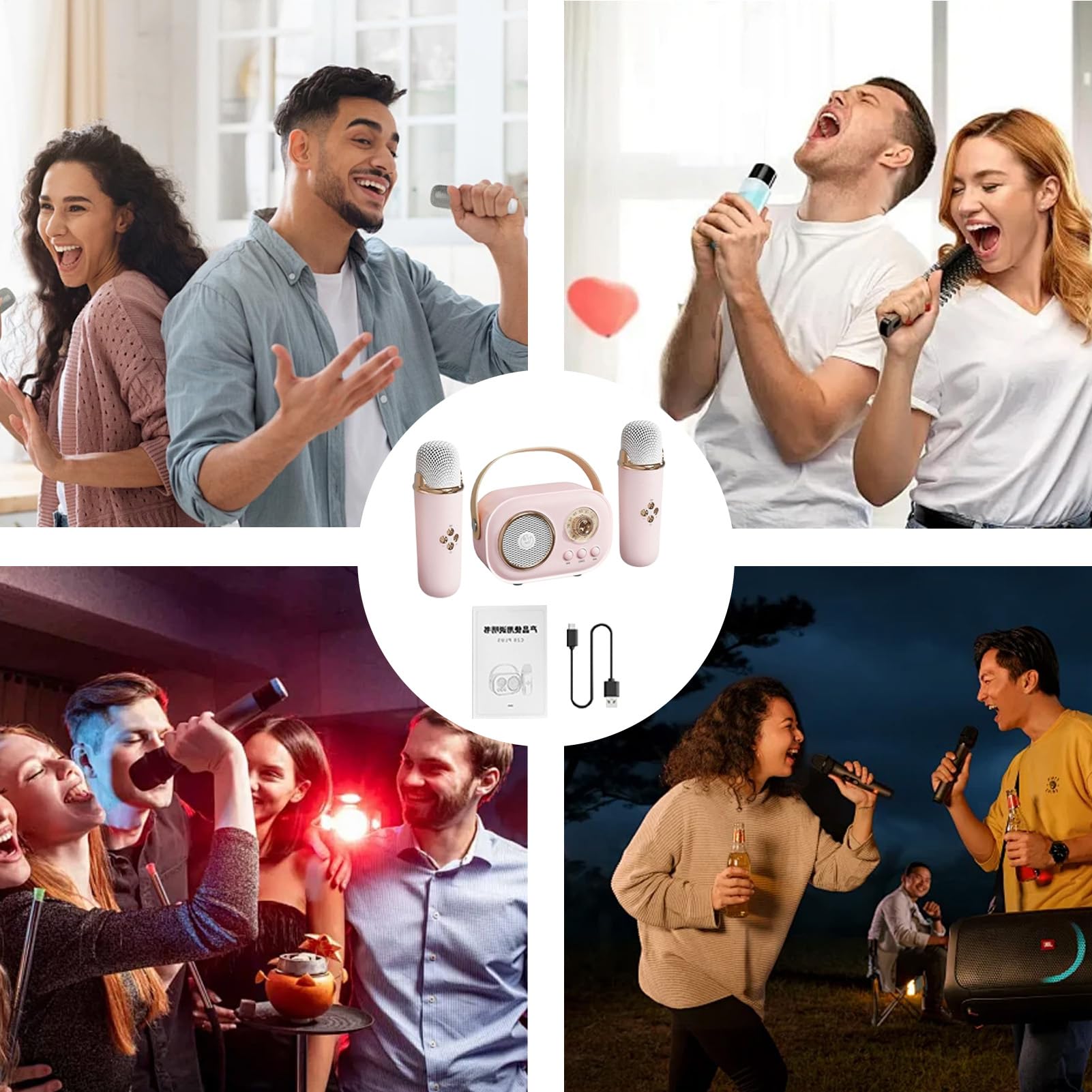 Altoparlante per karaoke, per bambini, wireless, portatile | per l'intrattenimento domestico, con cavo di ricarica
