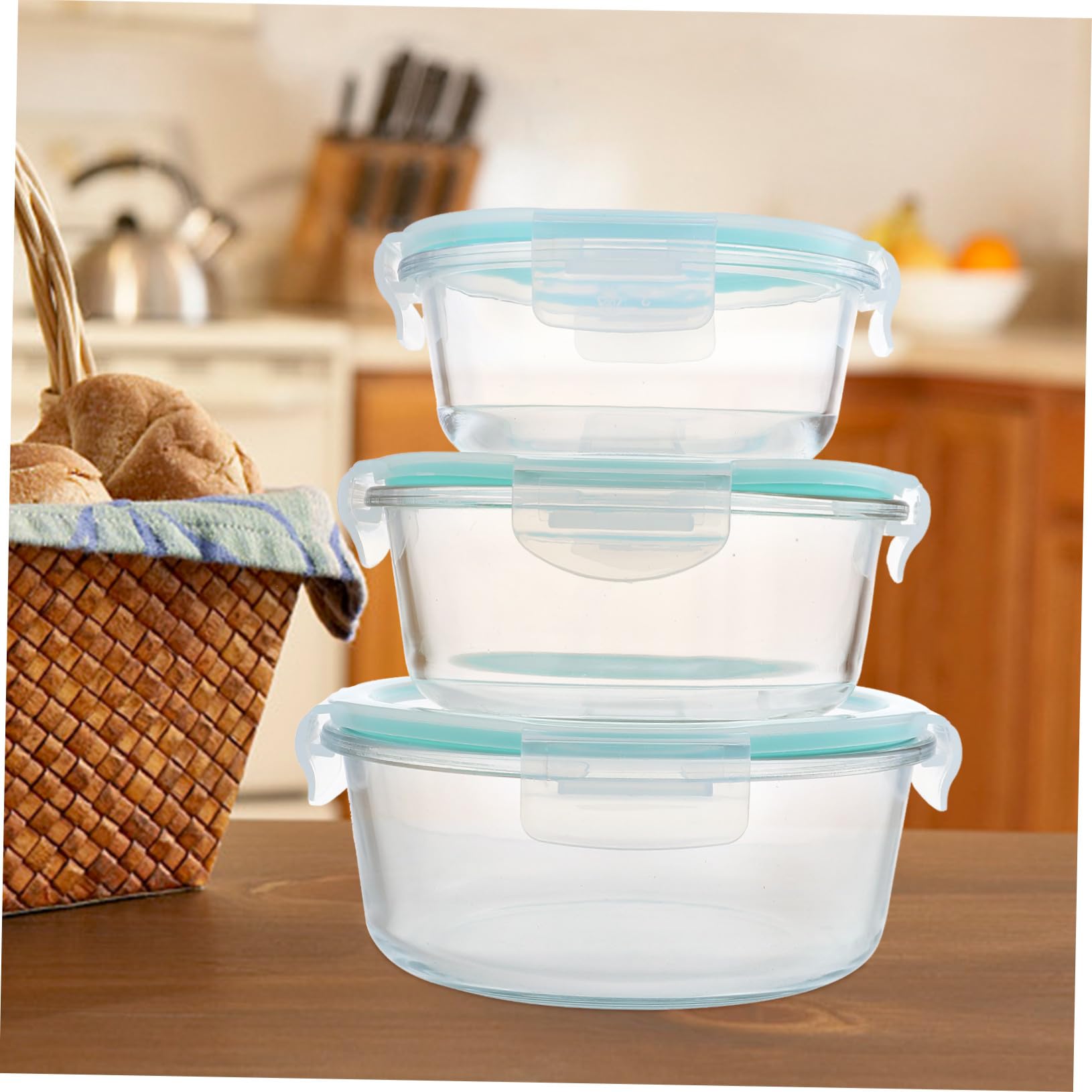 MAGICLULU 2 Set Set Di Ciotole Di Pasto Kit Contenitori Per Alimenti Contenitore Per Alimenti Bento Da Ufficio Scatole Per Il Pranzo Degli Studenti Alto Borosilicato 3 Pezzi * 2
