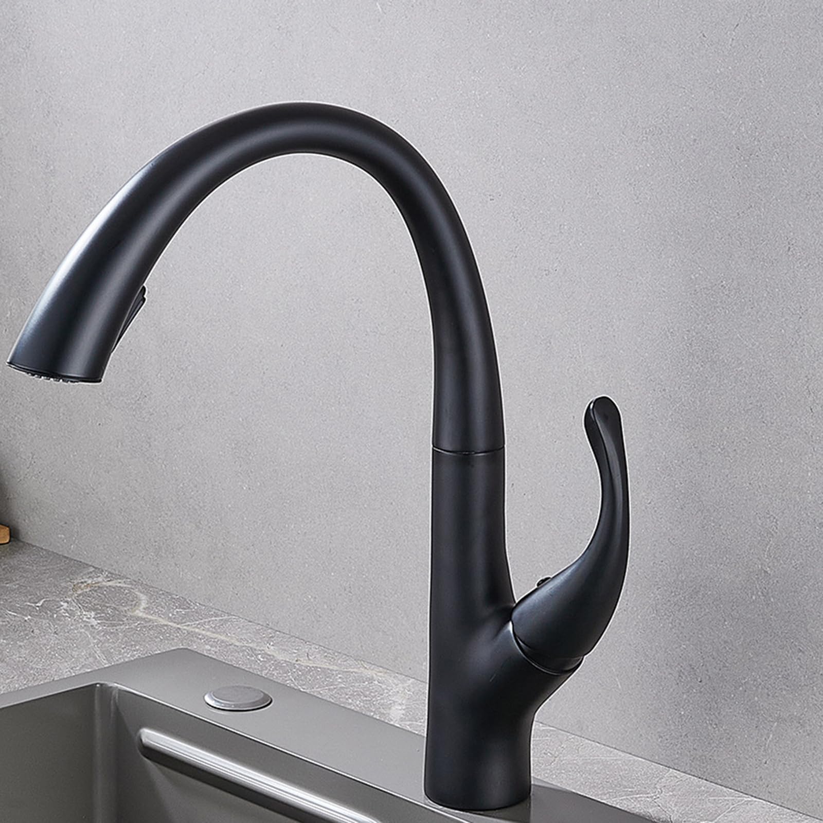 ZQFHSX Kitchen Sink Taps with Pull Out Spray, Brass Swivel Tap for Hot and Cold Water, Single Handle, Chrome Plated
