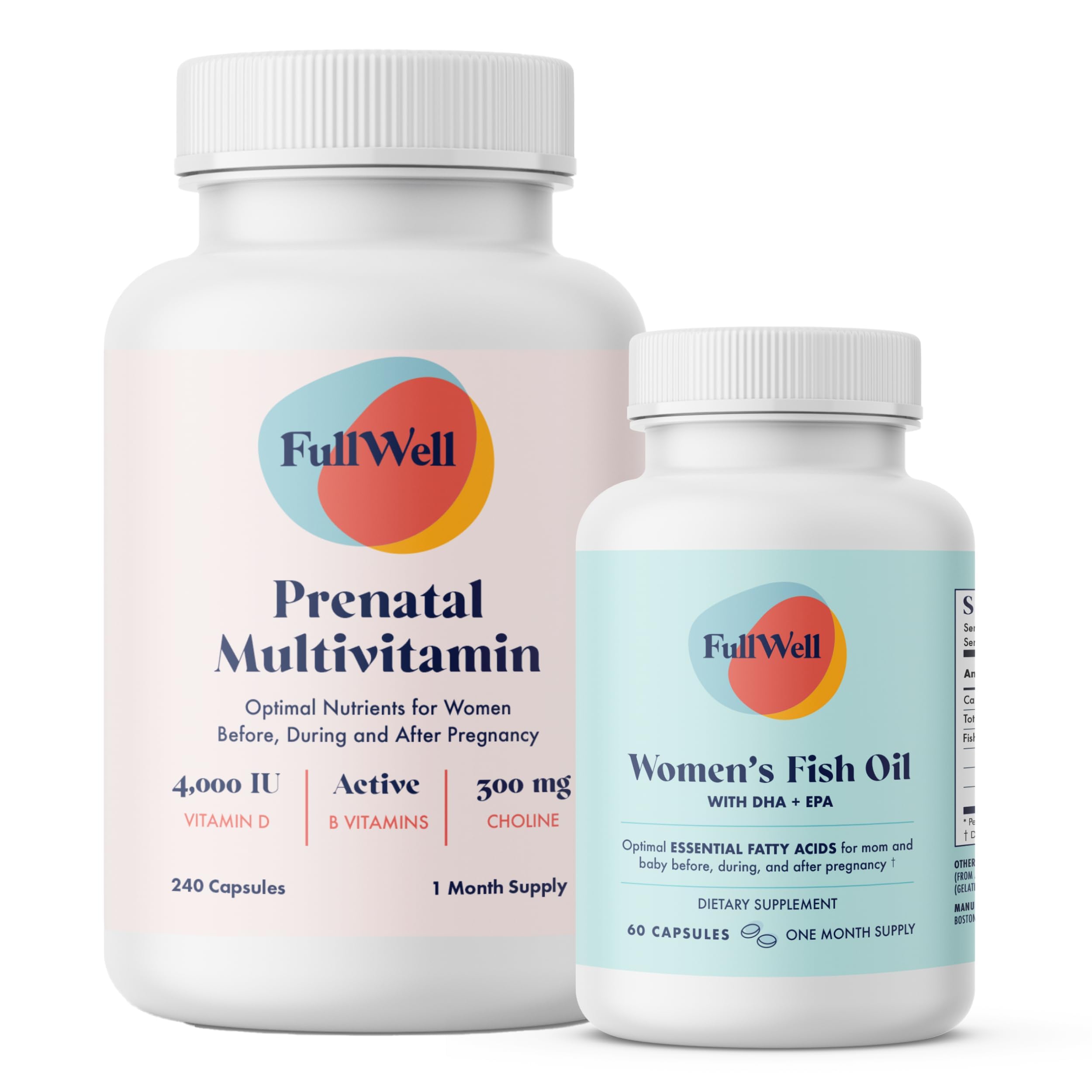 Prenatal Vitamin + DHA | Omega 3 Fish Oil with DHA & EPA for Brain Development & Nervous System Support | 26+ Vital Nutrients | Dietitian-formulated, Non-GMO, 3rd Party Tested, 30 Servings