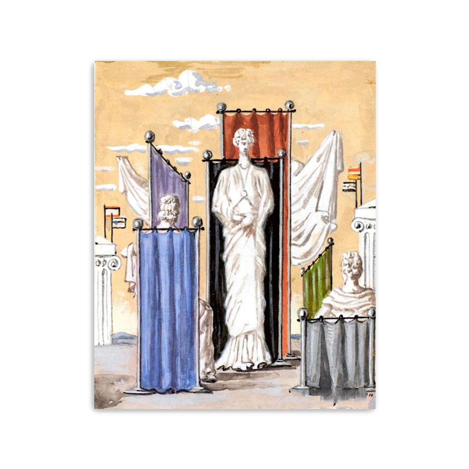 JZSDGB Giorgio de Chirico Słynny artysta na płótnie sztuka ścienna - reprodukcje obrazów, plakaty, postarzana kobieta, obrazy graficzne do dekoracji biurowych, 20 x 25 cm, bez ramy