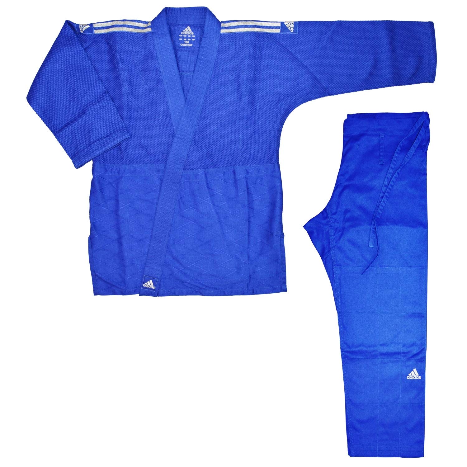 adidas Judo-Anzug Contest blau/silberne Streifen, J650B (170)